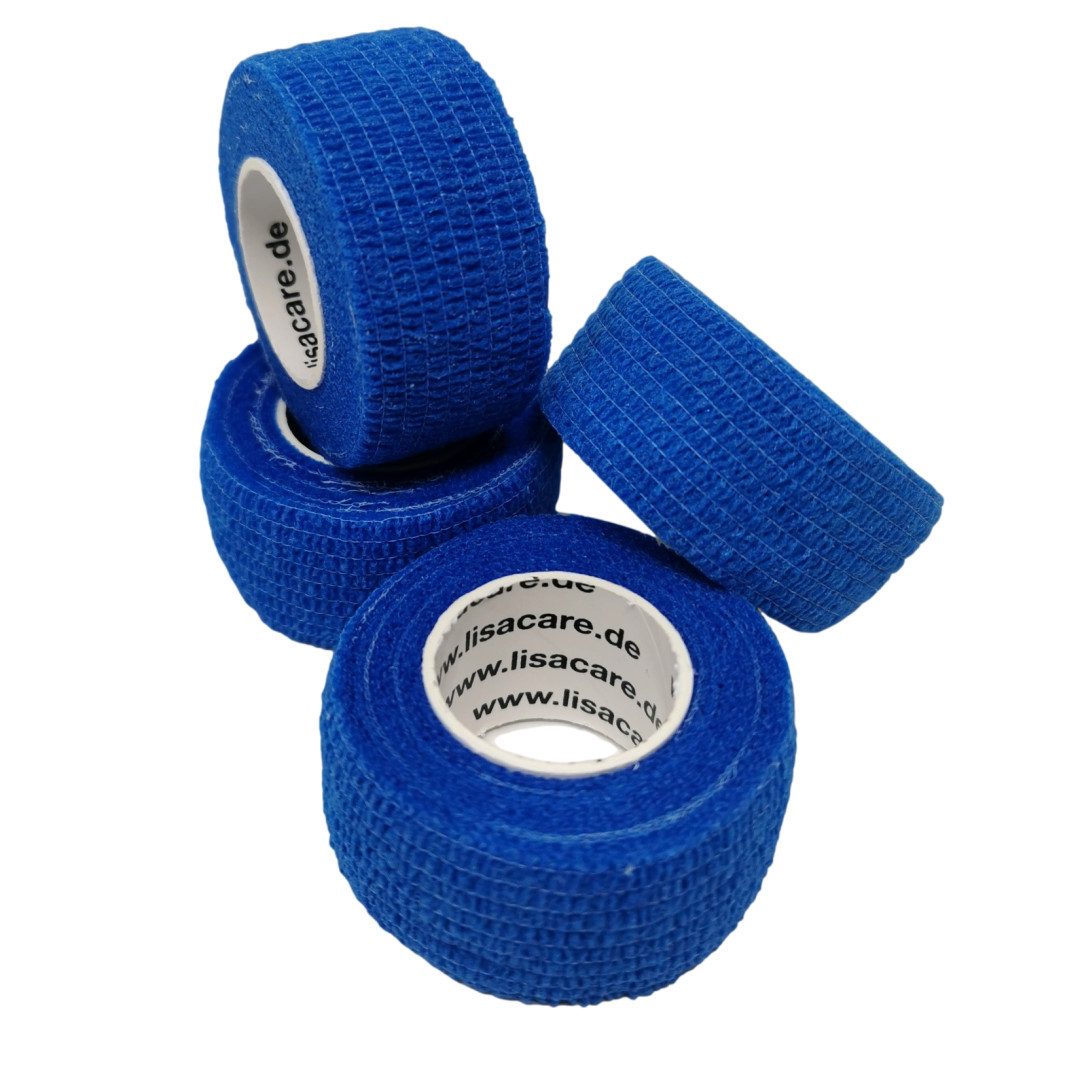 LisaCare Wundpflaster Selbsthaftender Fingerverband - Fingerpflaster/Bandage (Set, 4 St., Blau / 2,5cm x 4,5m), Zertifiziertes Medizinprodukt!