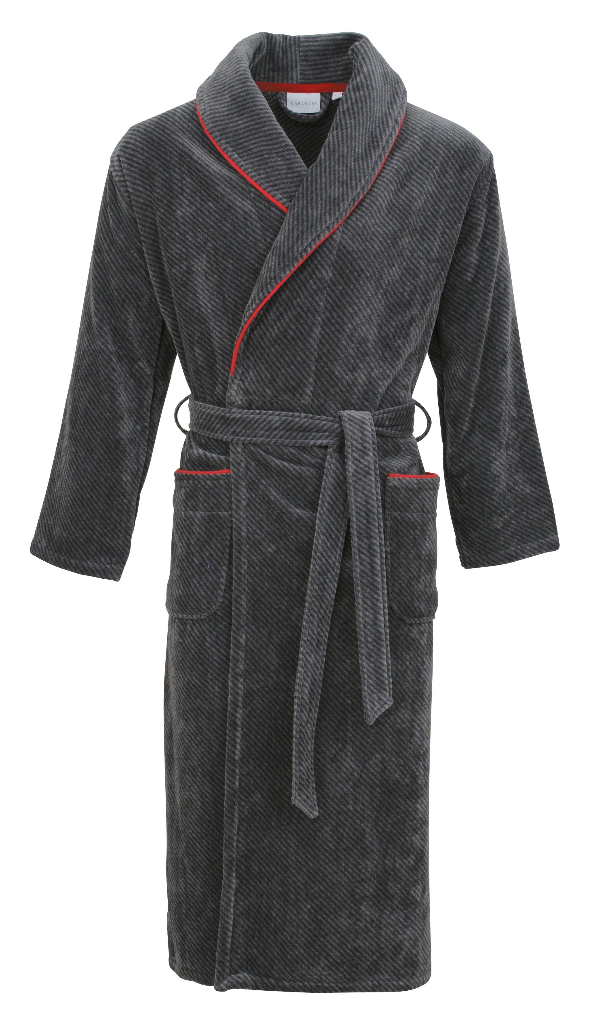 Carl Ross Herrenbademantel 441200, Langform, Velours, Schalkragen, Gürtel