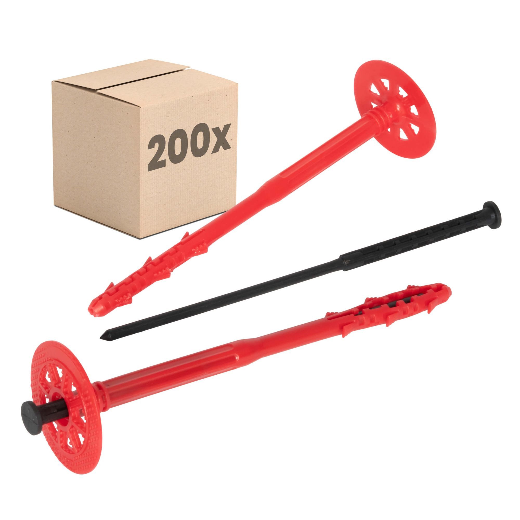 PROTEKTOR Schrauben- und Dübel-Set Dämmstoffdübel Ø10mm, Schlagdübel mit Kunststoffnagel für WDVS, (Dämmstoffdübel 200 Stück Ø10x220mm, 200 St., Fassadendübel für WDVS und zur Befestigung von Fassadendämmung), ETA-zertifizierte Schlagdübel Tellerdübel für alle Nutzungskategorien
