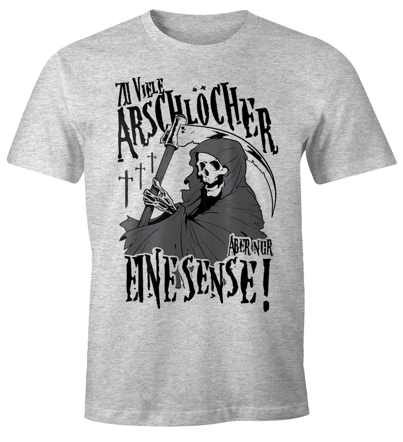 MoonWorks Print-Shirt So viele Arschlöcher aber nur eine Sense Herren T-Shirt mit Spruch Moonworks® mit Print grau