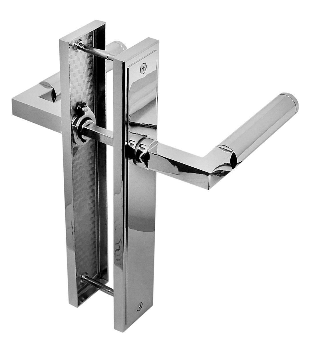 Türbeschlag Türbeschlag 2311 Camilla LS Chrom Türdrücker Türklinke Türgriffe (2 St., Kompletter türbeschlag), Festdrehbar gelagert mit Rückholfeder zur Schlossentlastung