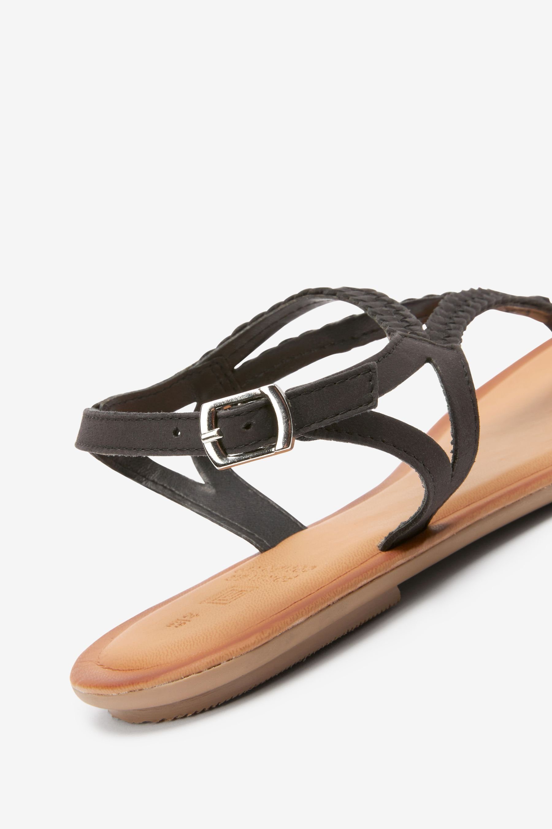 Next (1-tlg) Leder Sandale aus Comfort® Zehenstegsandalen Black Forever
