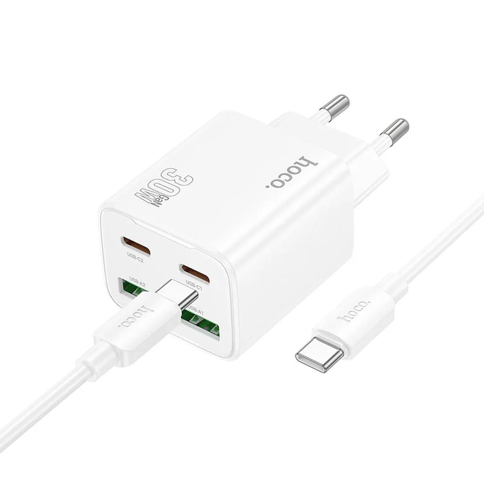 hoco. 30W USB Typ C Smartphone-Ladegerät (3000 mA, EU Netz Lade Stecker Ladegerät Charger USB C Dual Charge)