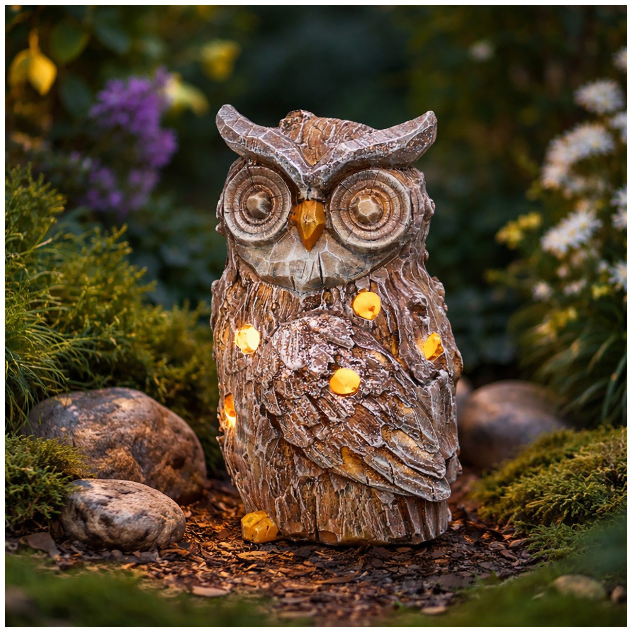 SIGRO Dekofigur LED Eule mit Glitter (Stück, 1 St., 1 Dekofigur), Dekofigur