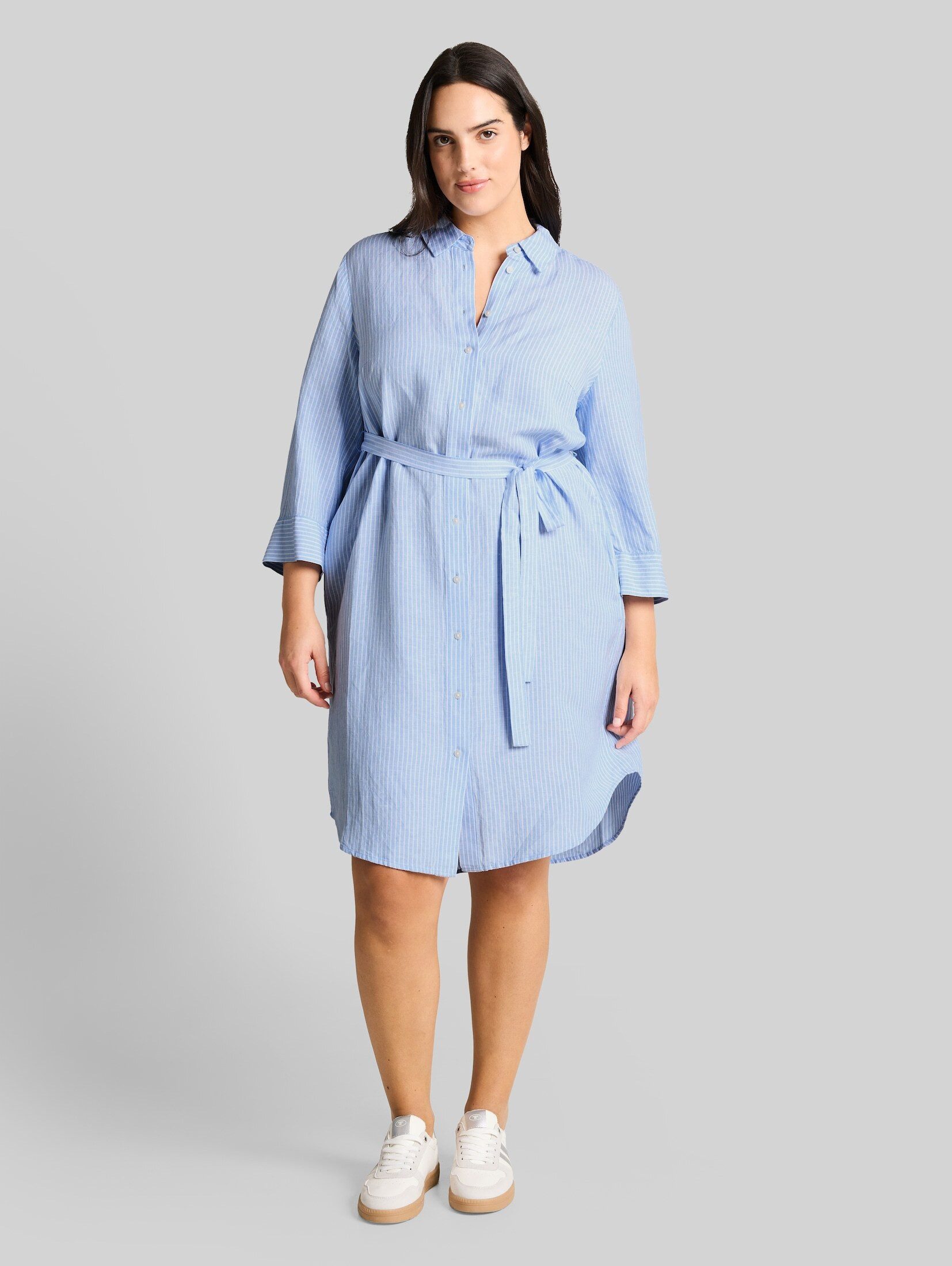 TOM TAILOR PLUS Jerseykleid Kleider & Jumpsuits Plus Size - Blusenkleid mit Leinenanteil