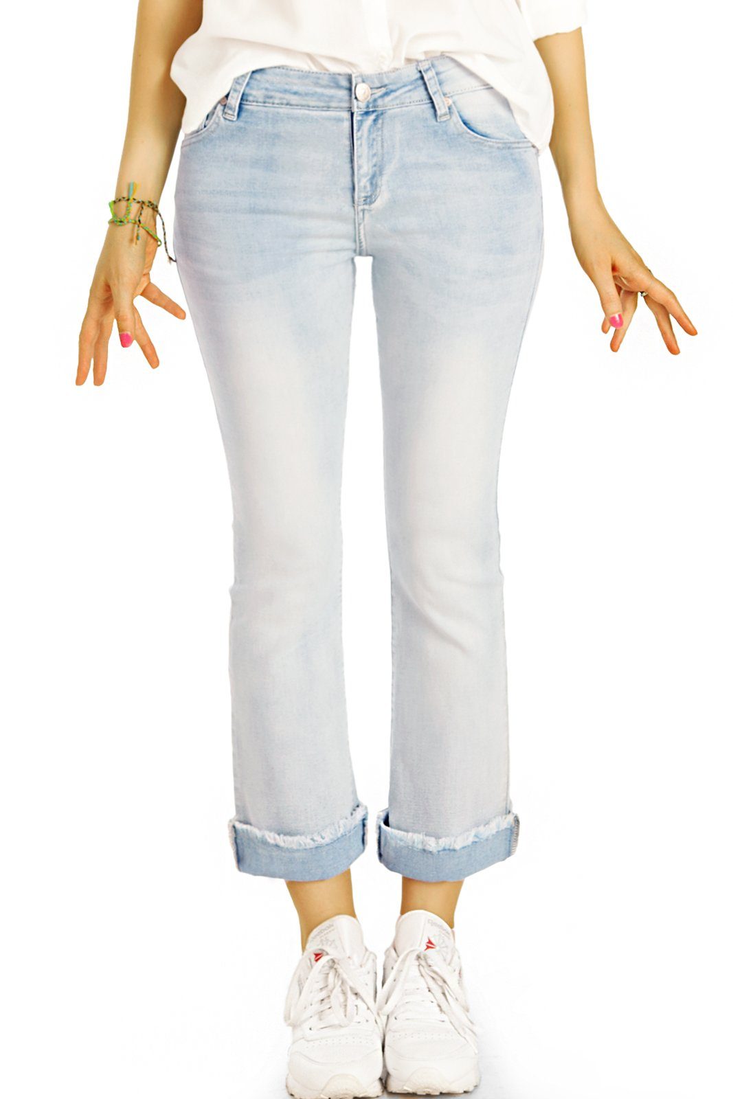 be styled Ankle-Jeans Jeans Hosen 7/8 Ankle medium waist ausgefranster Saum - Damen - j94kw mit Stretch-Anteil