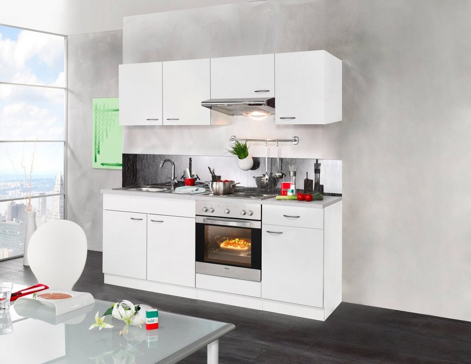 Küchenzeile beliebig wiho Valencia, Einzelschränke mit weitere Breite Küchenzeile E-Geräten, 210 durch erweiterbar Küchen cm, ist