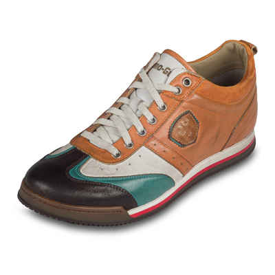 Kamo-Gutsu Leder Sneaker orange / weiß / türkis (SCUDO-005 siena combi naturale) Sneaker Handgefertigt in Italien