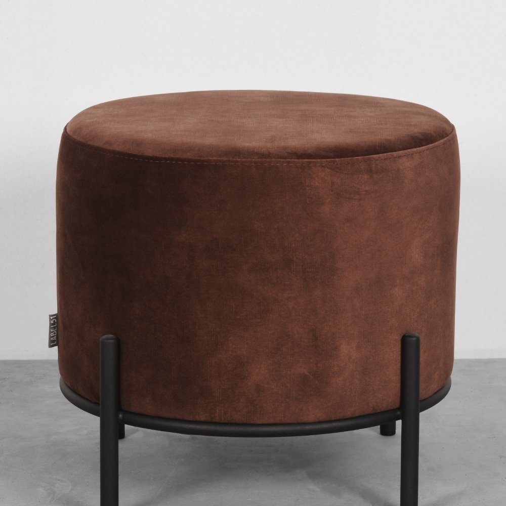 RINGO-Living Stuhl Hocker Healani in Rostfarbig aus Velours 410x460mm, Möbel | Stühle