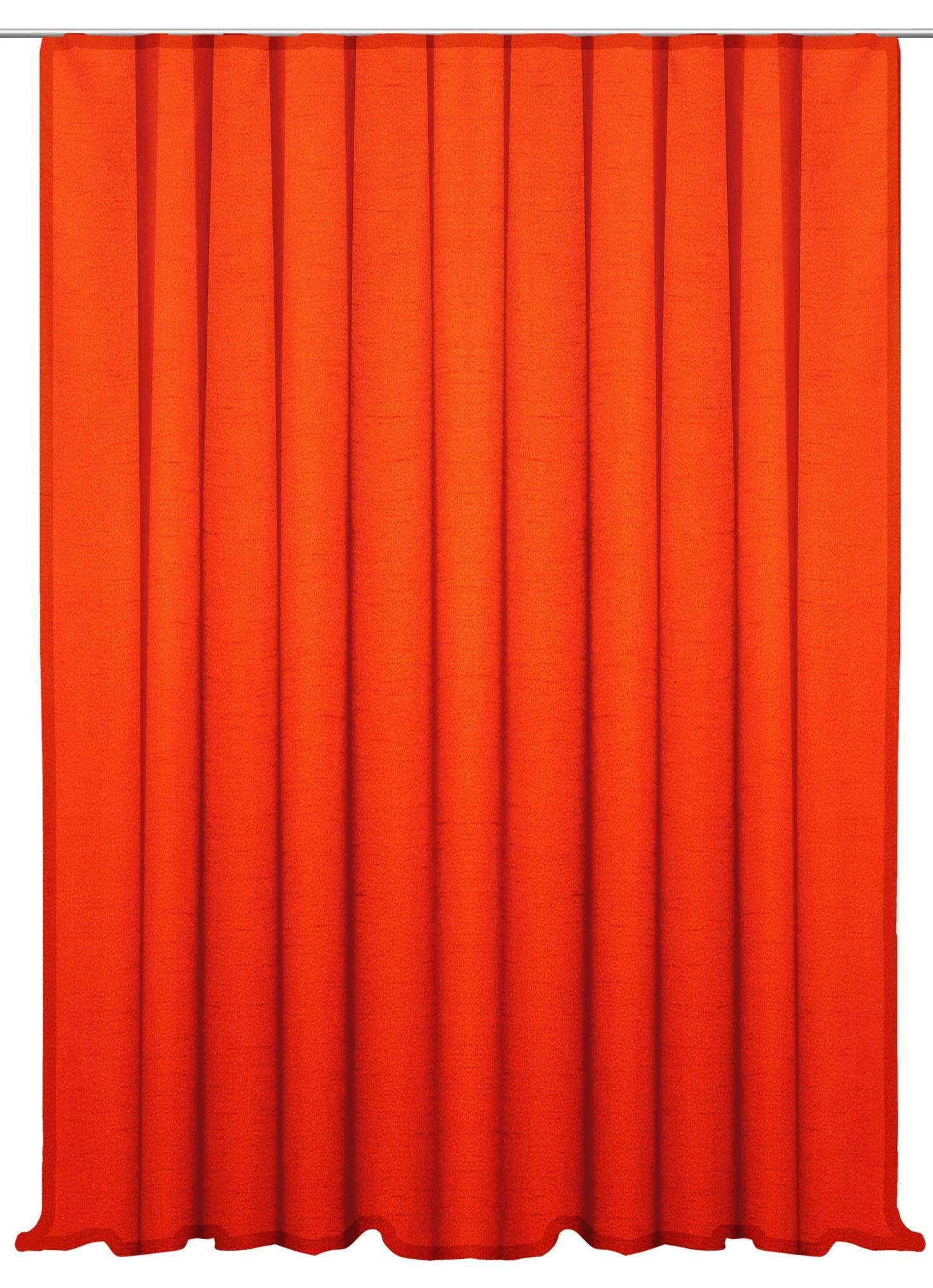 Gardine Vorhang Kräuselband 300x245 cm Seidenglanz halbtransparent Gardine, Haus und Deko, Kräuselband (1 St), halbtransparent, Polyester Orange