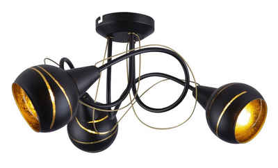 Globo Deckenleuchte Deckenleuchte Wohnzimmer Deckenstrahler 3 Flammig Deckenlampe 54005-3D, modern, schwarz, gold, ohne Leuchtmittel, Lichtfarbe ist abhängig vom Leuchtmittel, Schlafzimmer, Esszimmer, Küche, Flur, Strahler, Deckenspots, Spots