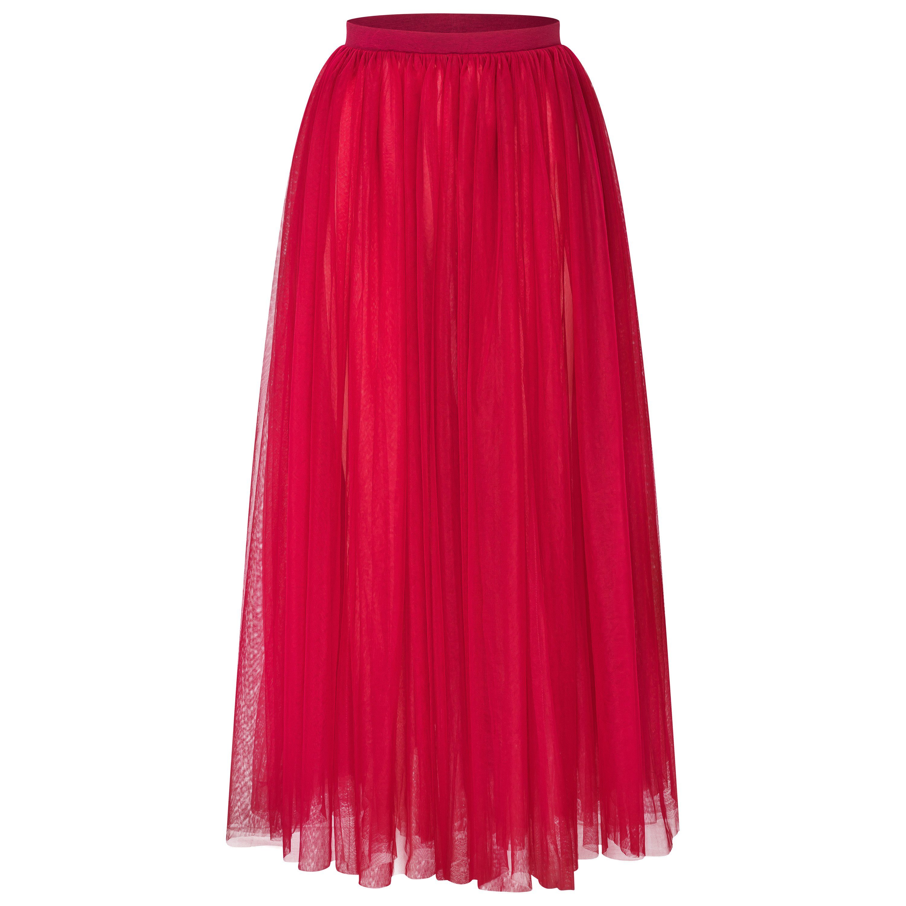 tanzmuster Tüllrock Langer Tüllrock Luna, zwei Lagen Tüll wadenlang, elastischer Bund