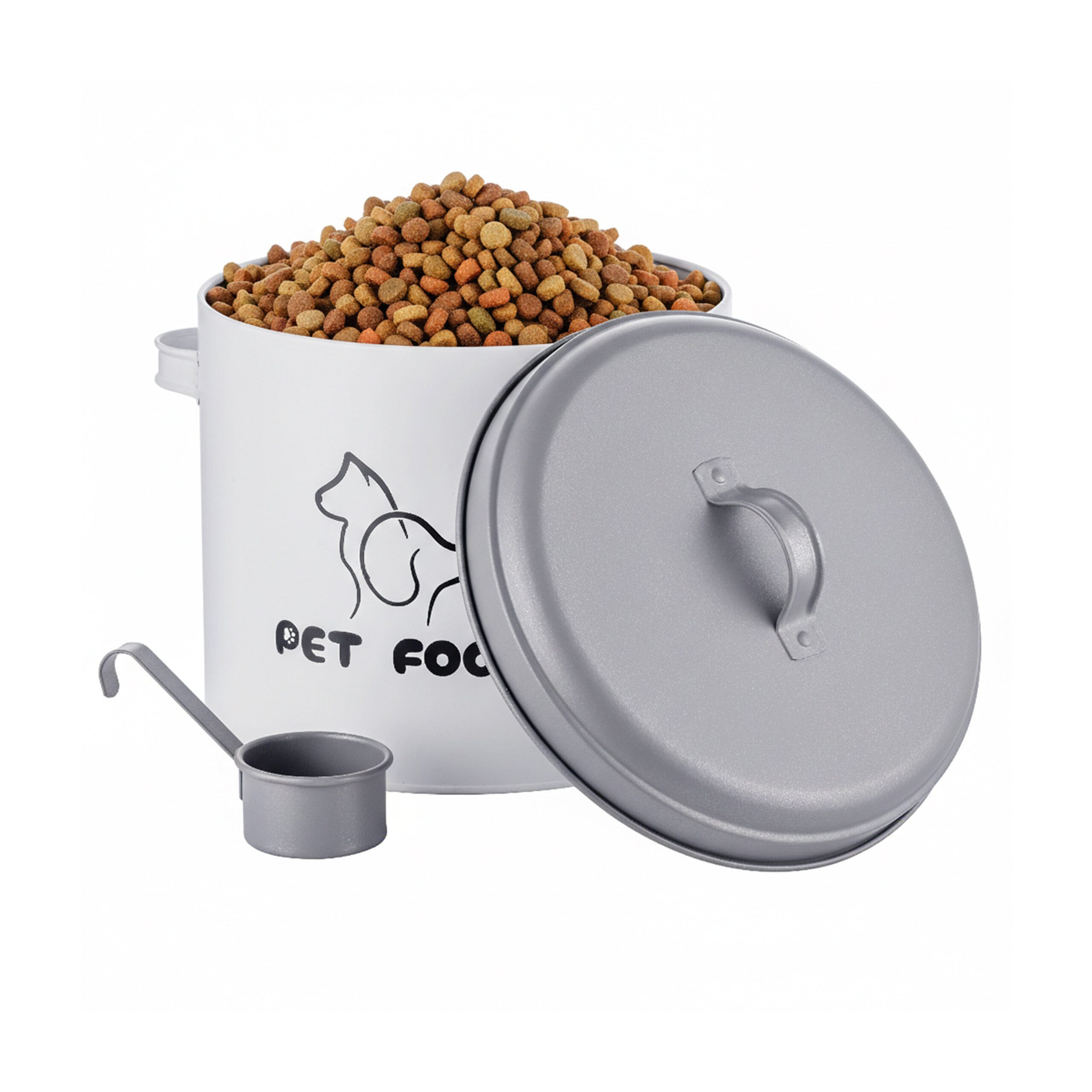 relaxdays Futterbehälter Futterbox Metall mit Löffel, Eisen, (3-tlg), 5 Liter