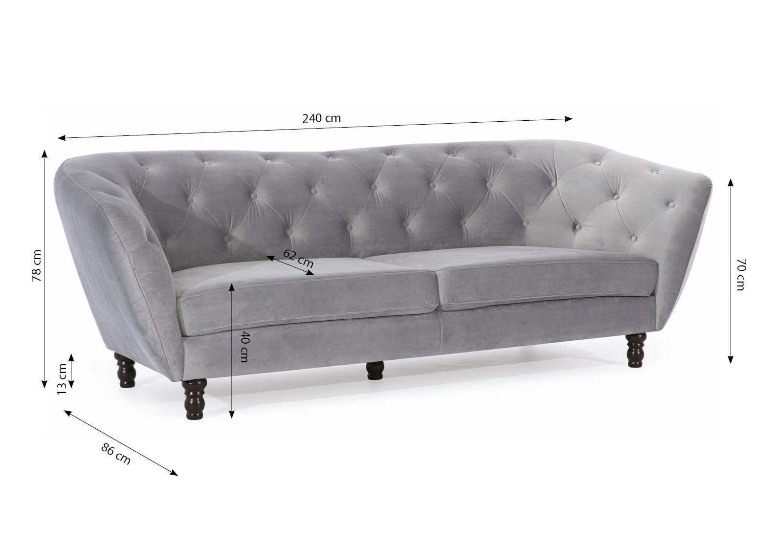 Sofa Sofa Designer-Sofa 1 3-Sitzer Charlotte Möbel Teile Stoff, Fun Altrosa