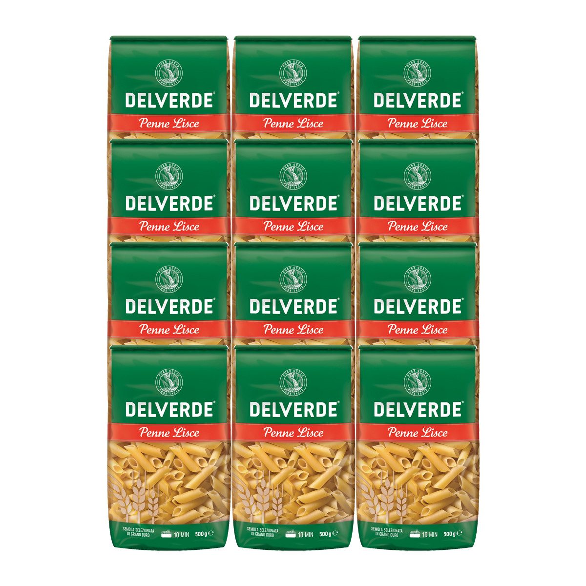 DELVERDE Nudeln, Delverde Penne Lisce Selezionata di Grano Duro Pasta 500g 12er Pack