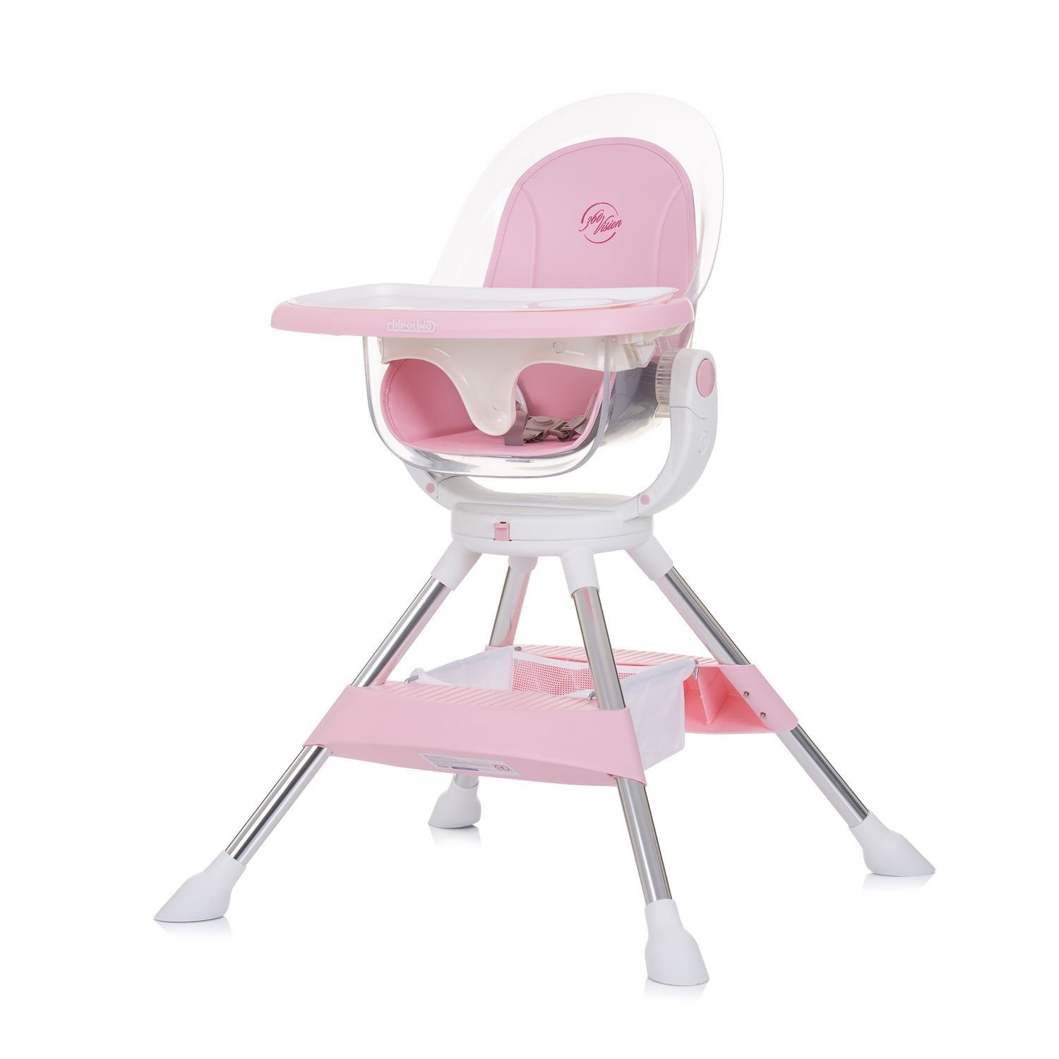 360° Chipolino Rückenlehne verstellbar Hochstuhl Kinderhochstuhl Sitz rosa drehbar, Vision,