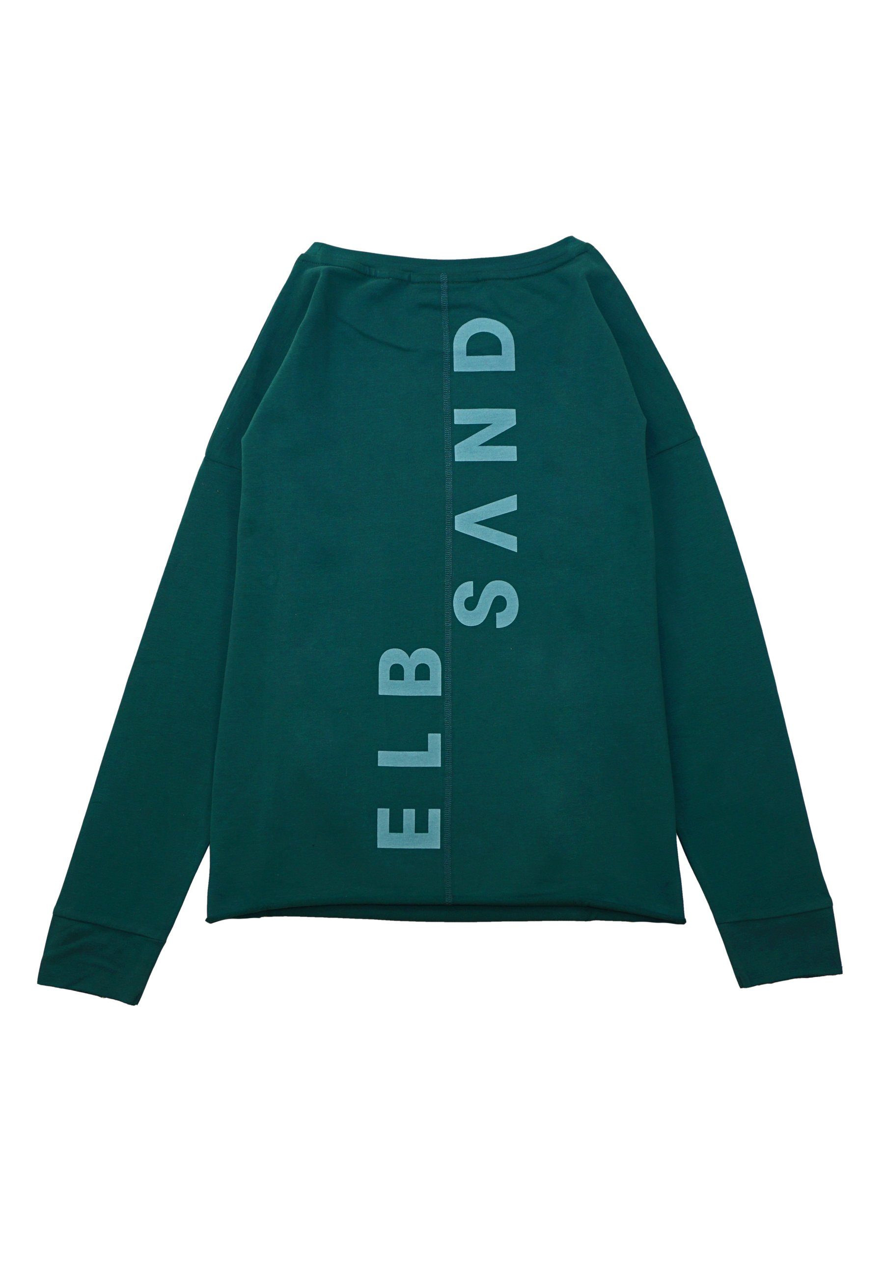 Sweatshirt Elbsand mit Riane (1-tlg) Pullover dunkelgrün vertikalem Backprint Sweatshirt