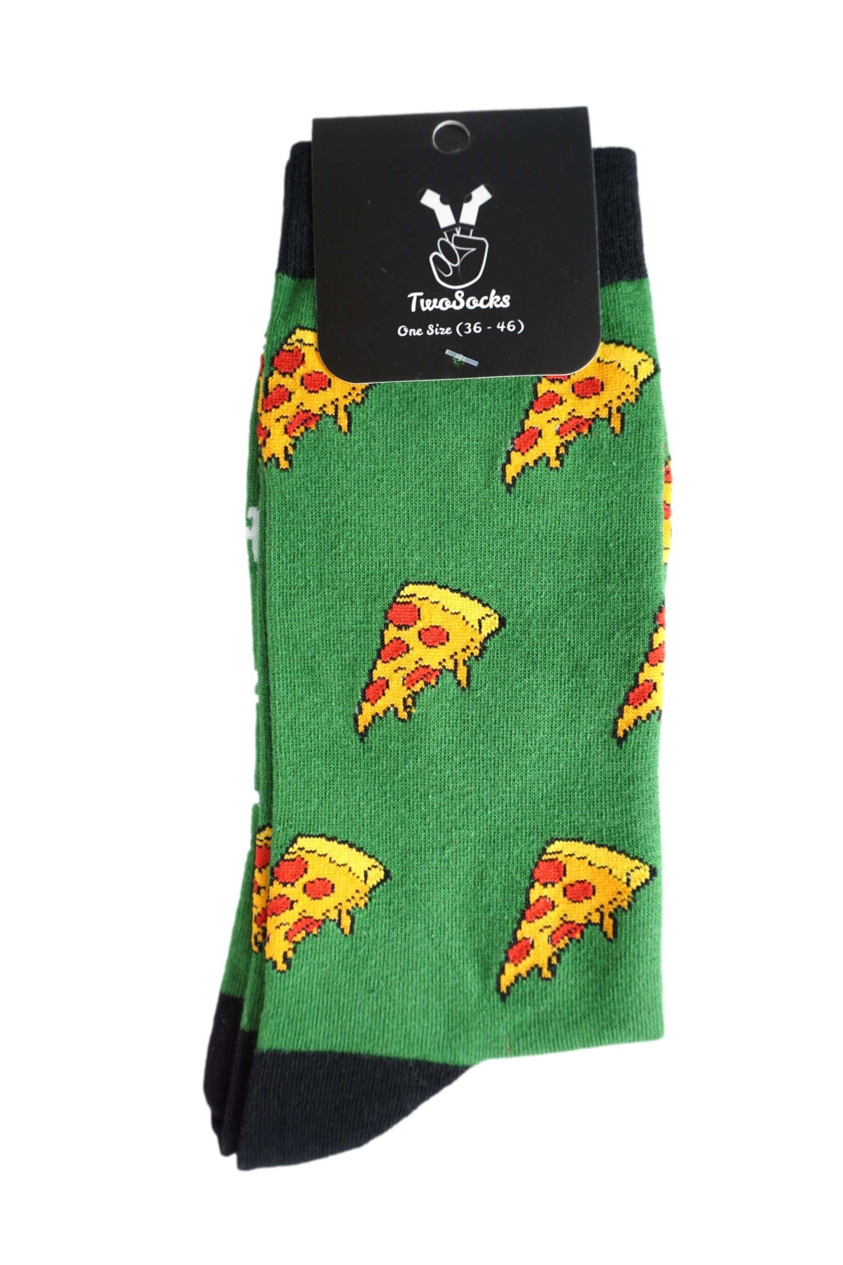 Baumwolle, Pizza Socken Paar) Damen Socken, (3 TwoSocks Einheitsgröße & Herren lustige Freizeitsocken