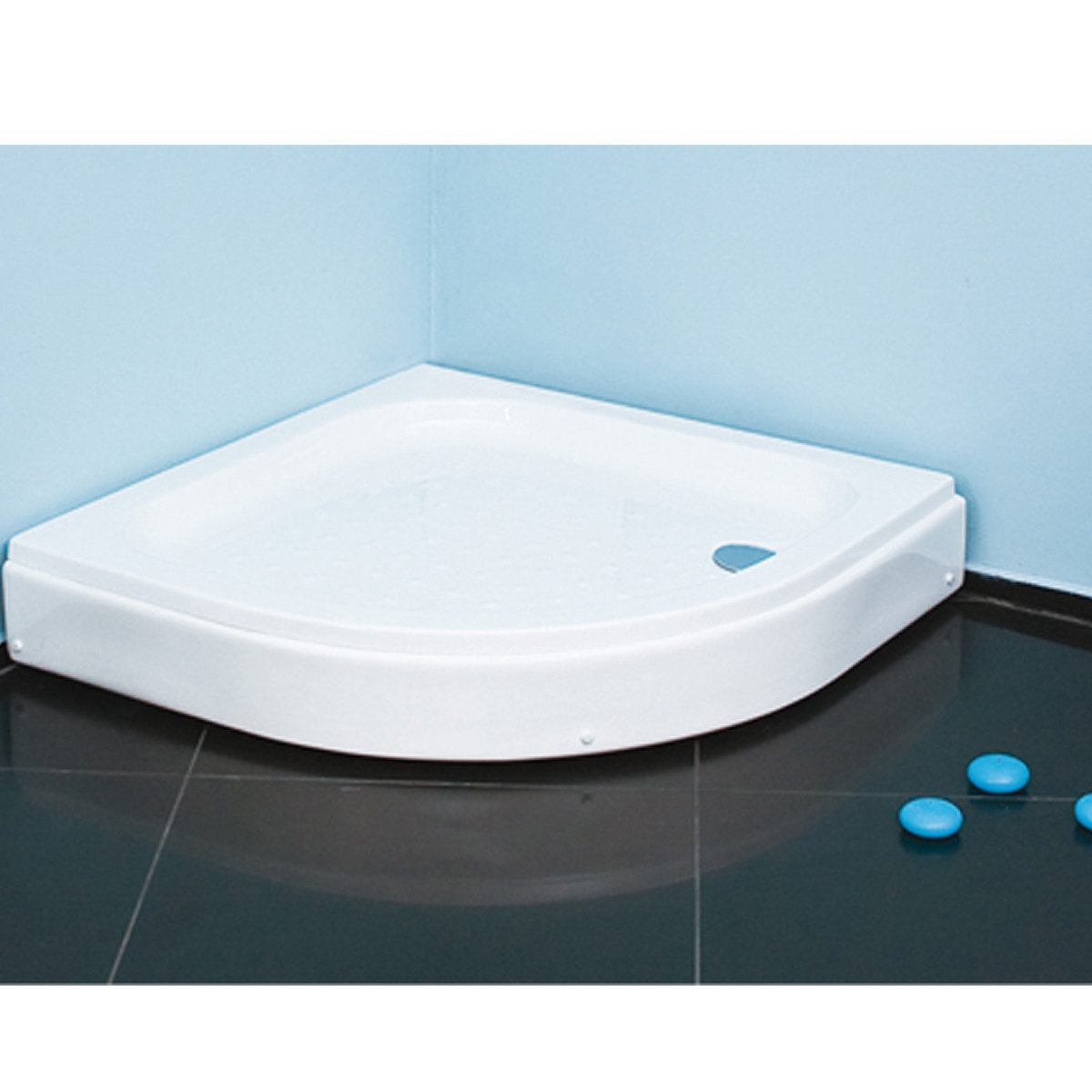 Ekershop Duschvorhangstange Bogenstange Alu Oval EINTEILIG 90 x 90 cm Eckduschstange, Ø 28 mm, kürzbar, Verschraubt, Aluminium, für Duschvorhang ohne Duschvorhangringe