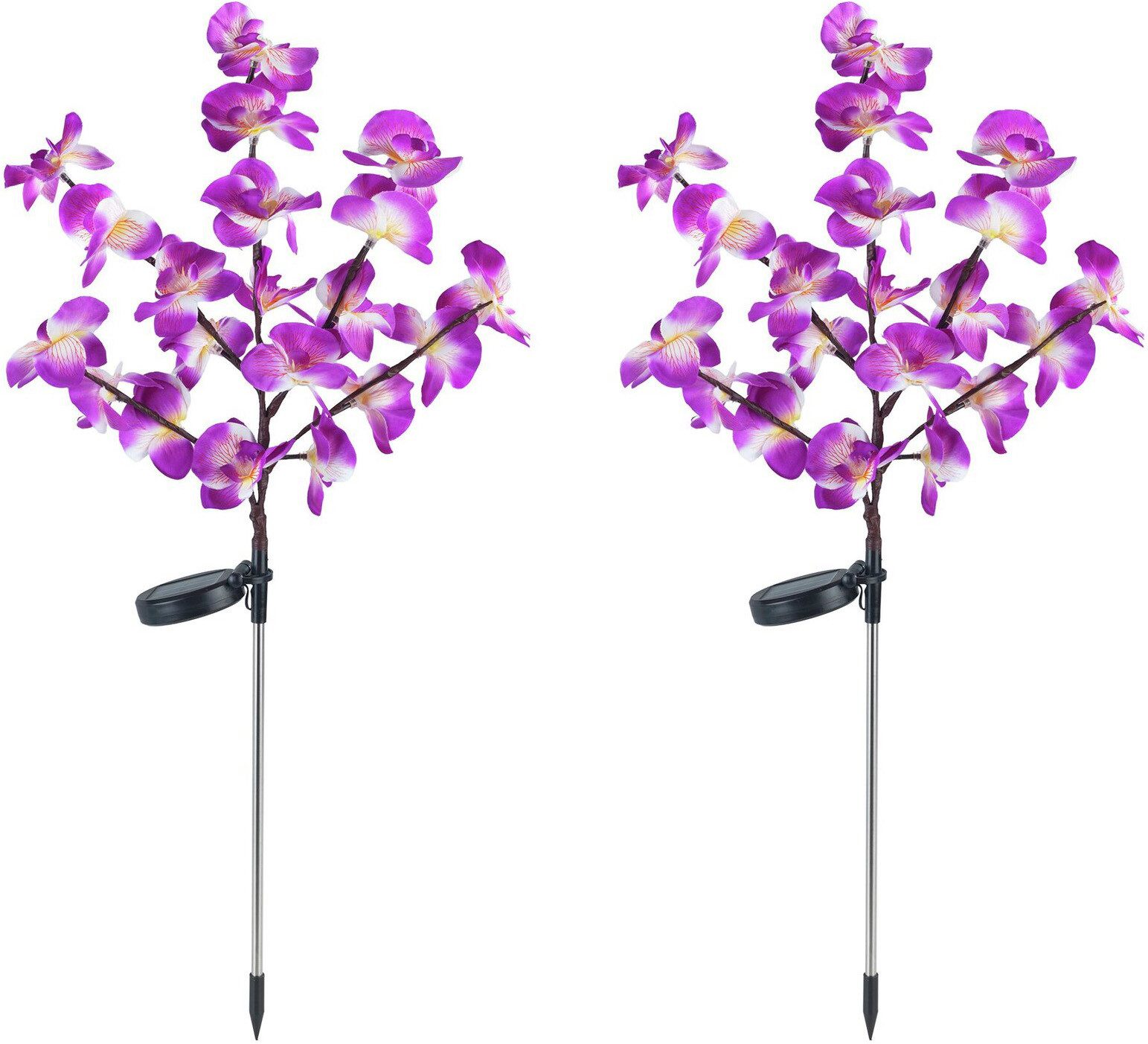 Maximex LED Gartenleuchte Modell Orchidee, Ein-/Ausschalter, LED fest integriert, Extra-Warmweiß, LED Gartenstecker, solarbetriebene Gartenbeleuchtung, 2 Einstellungen
