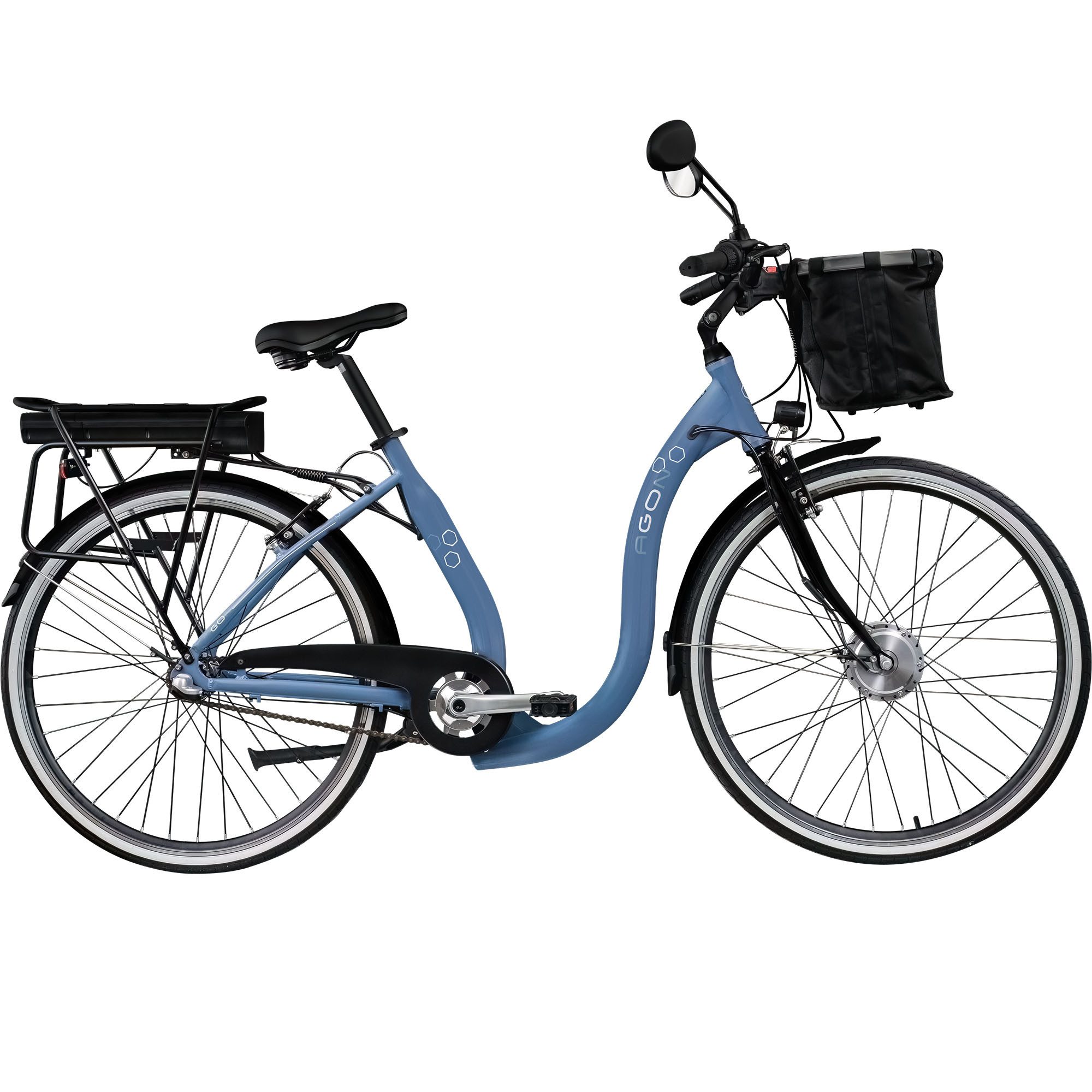 AGON E-Bike Cityrad Assist, 3 Gang, Nabenschaltung, Frontmotor, 374 Wh, tiefer Einstieg