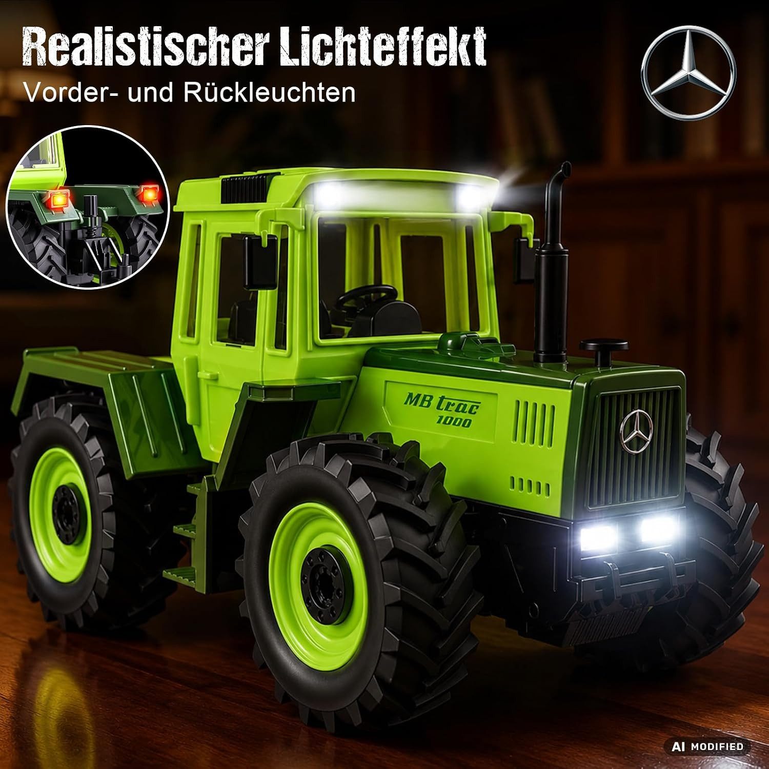 Esun RC-Traktor Ferngesteuertes Traktor Spielzeug, RC Trecker MB-trac 1000 für Kinder (Set, Komplettset), 1:24 RC auto mit Licht und Ton, fernbedienung