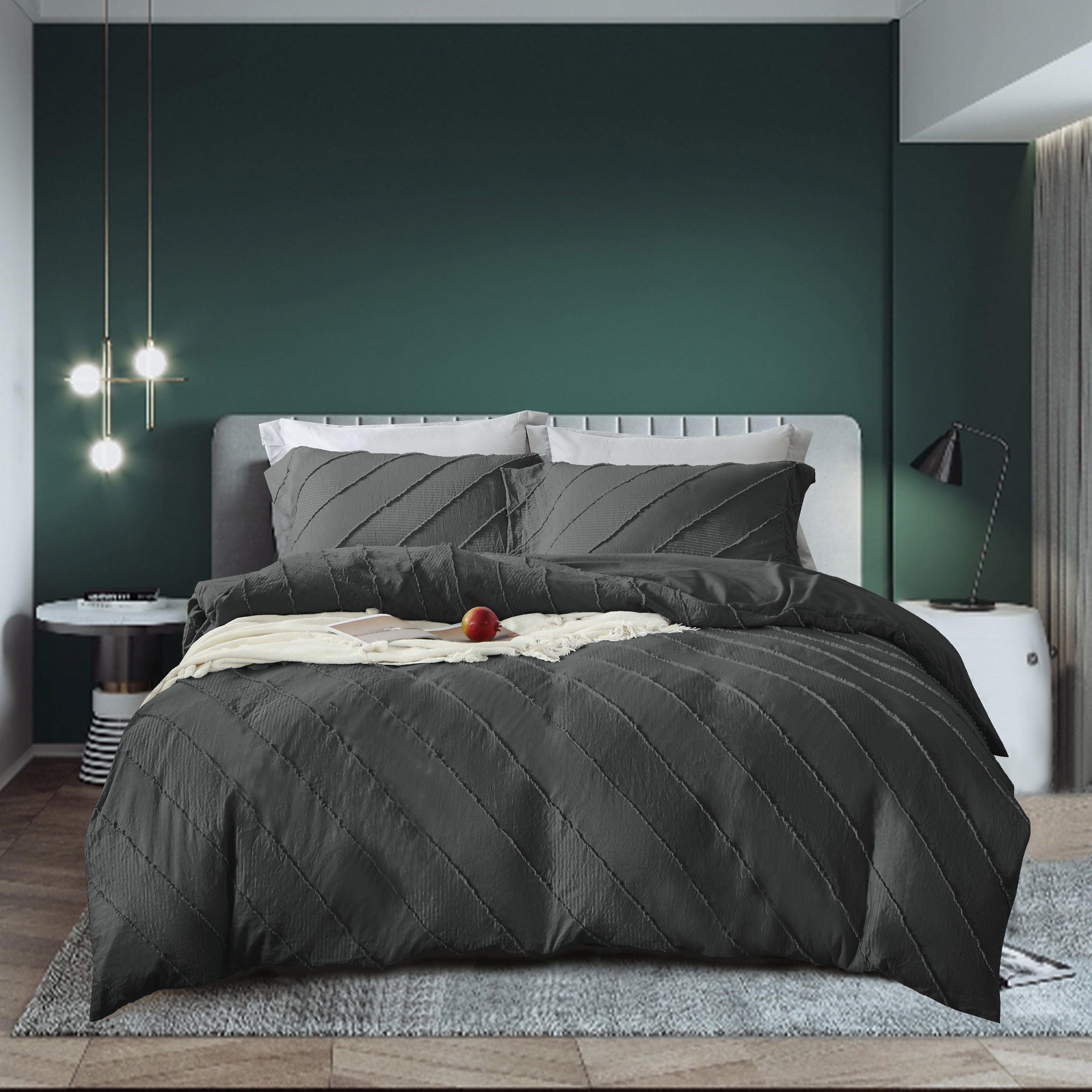 KEAYOO Bettwäsche JHST, Microfaser, 2 teilig, Wendebettwäsche in Hoch-Tief Struktur Bettbezug