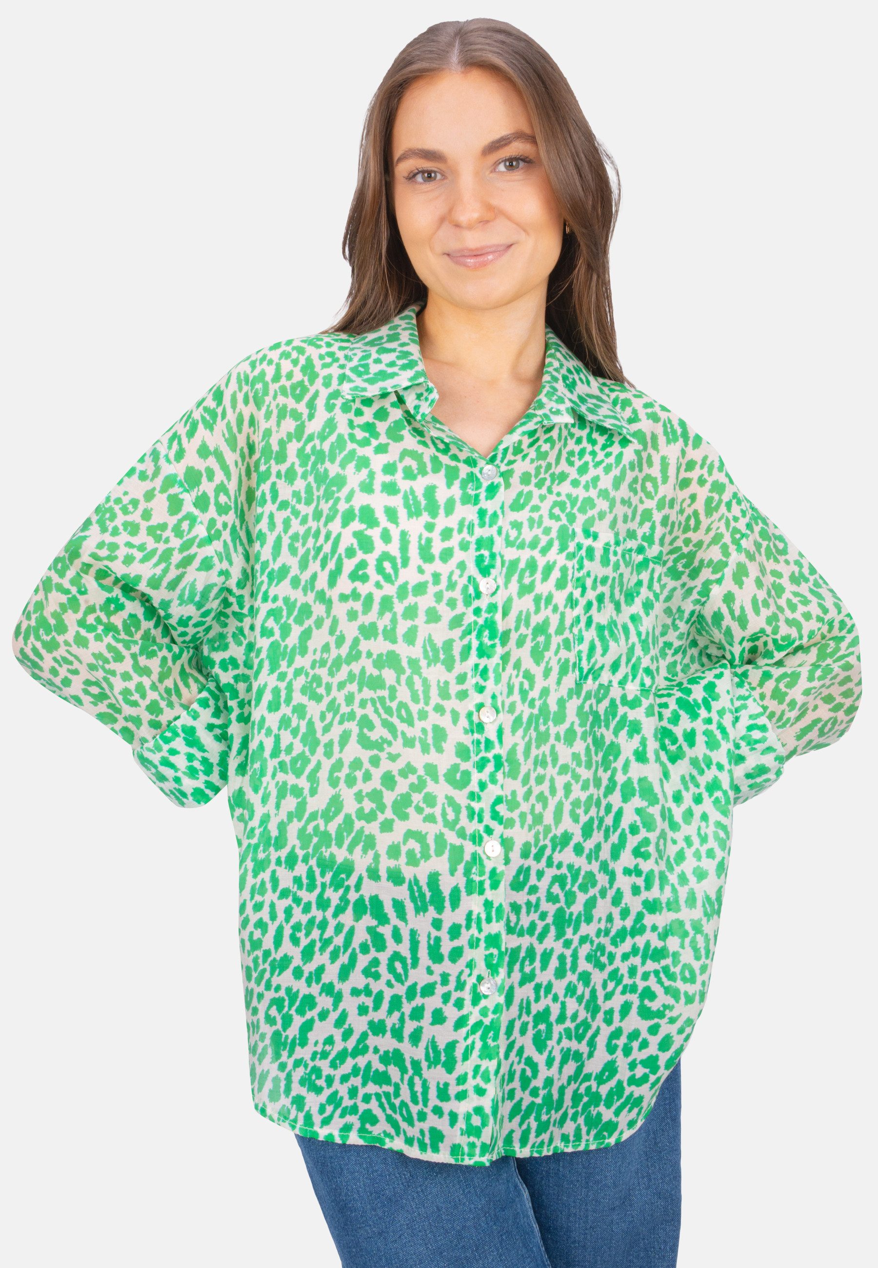 Seasons of April Hemdbluse EILEEN OVERSIZED Leo Hemdbluse, Leicht & Atmungsaktiv, Oversized für Sommer & Frühling