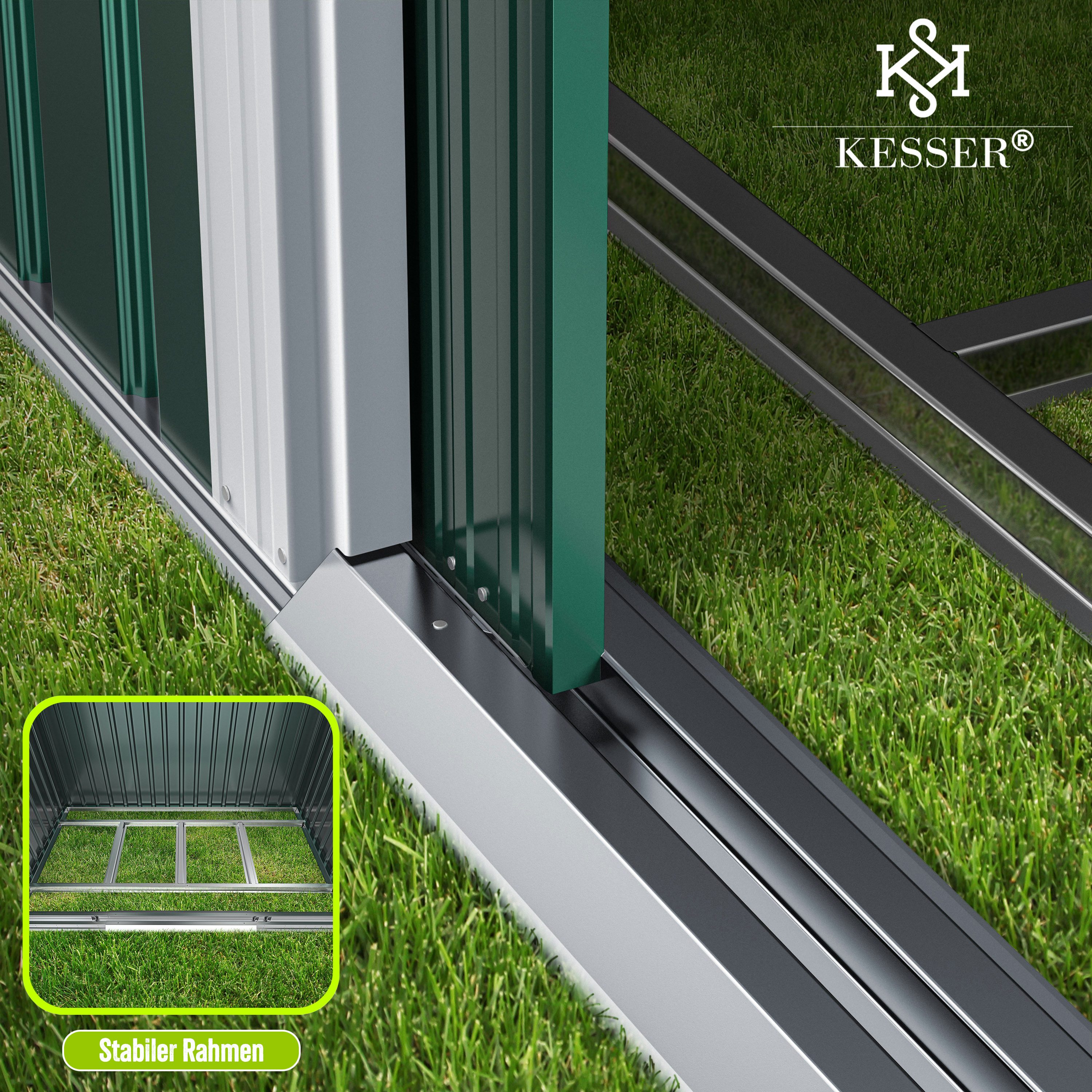 KESSER Gartenhaus, BxT: 131x131 cm, XL Metall Gerätehaus 4,2m³ mit Fundament 195x131x186cm
