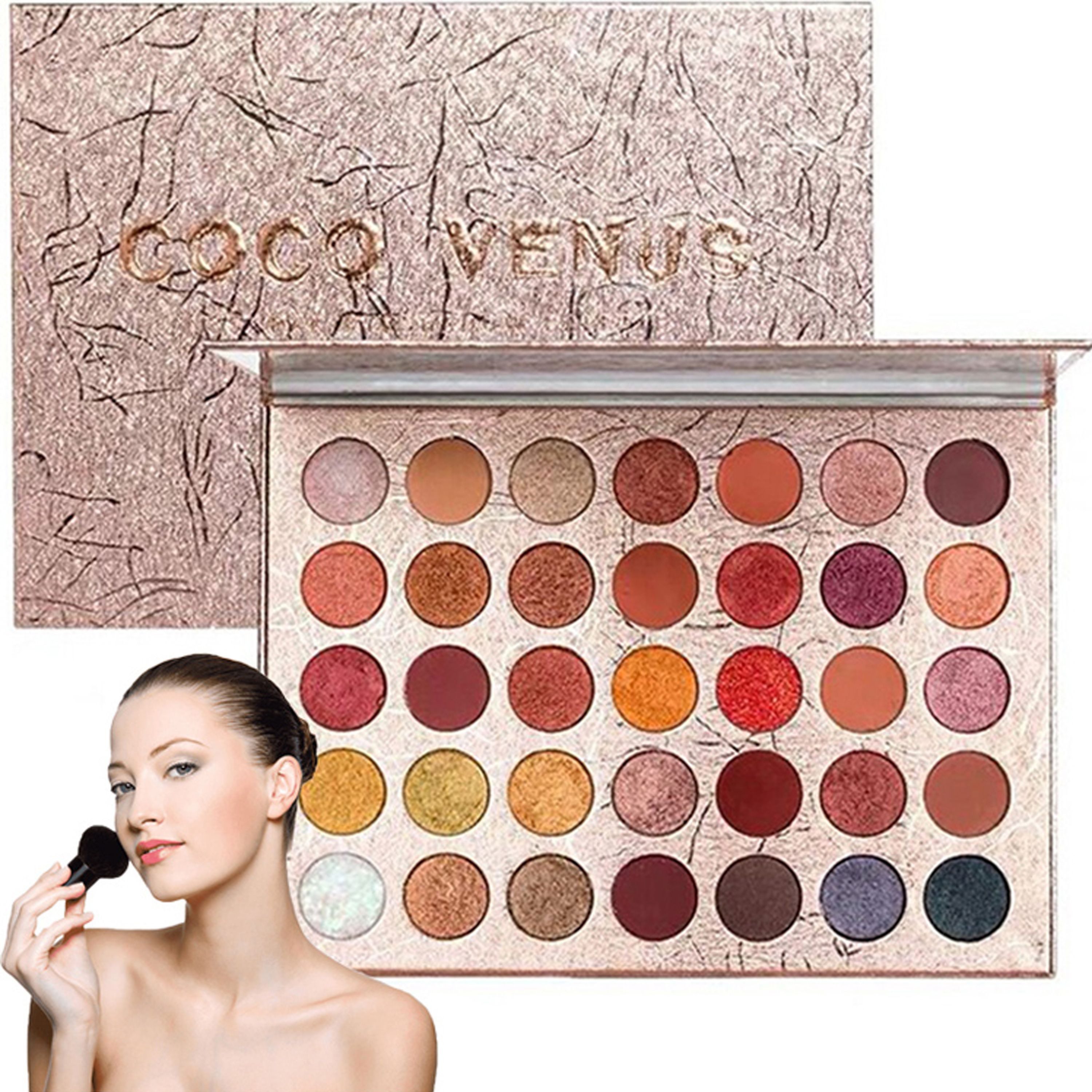 Retoo Lidschatten 35 farben Lidschatten Shimmer Glitter Pulver Palette Kosmetik Make-Up, Lidschatten-Set, 35 Farben, 3 verschiedene Farbtöne, Effizientes Aushärten, Etui