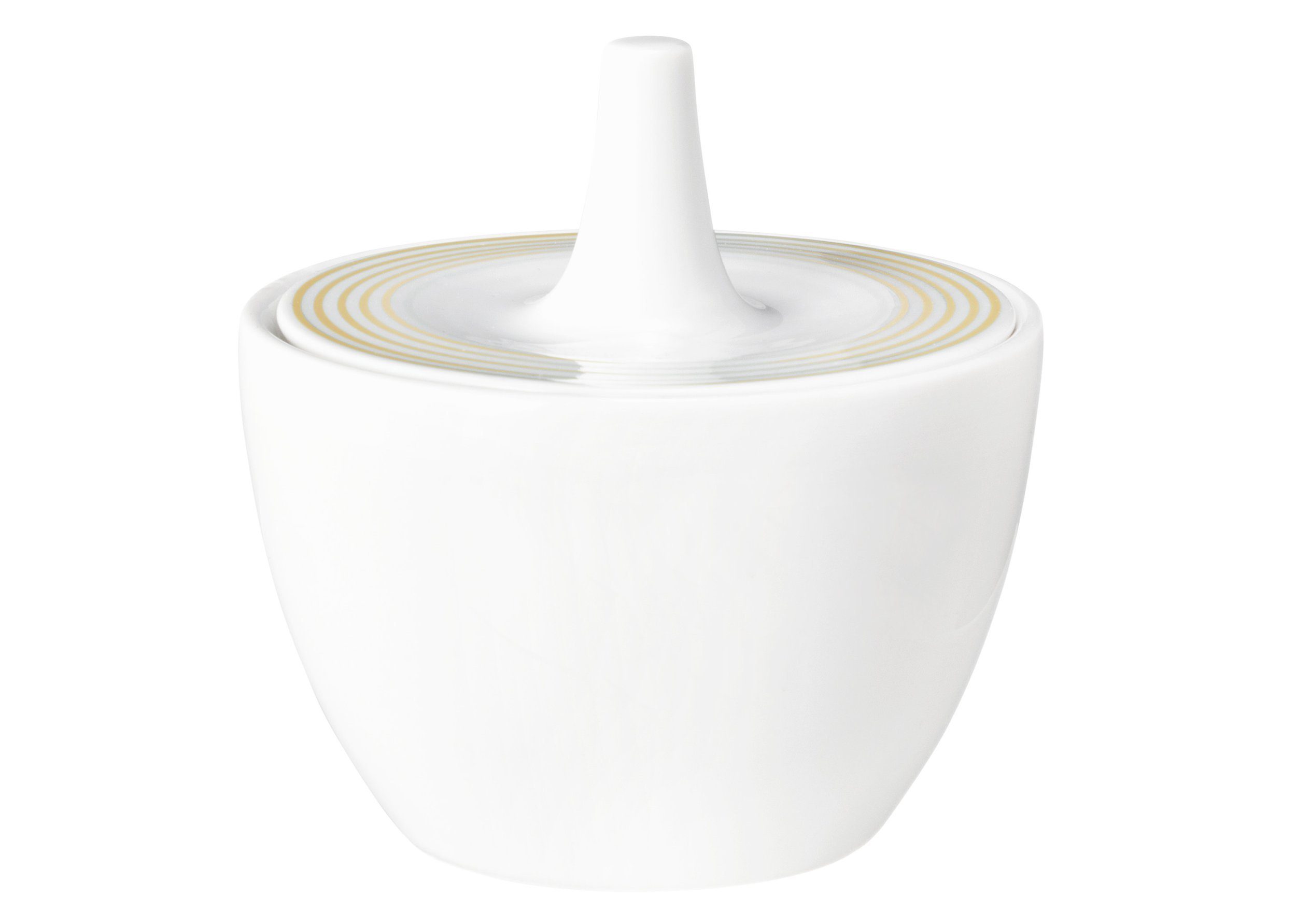 Seltmann Weiden Zuckerdose Zuckerdose Blues sandbeige rund mit Relief H 9,9 cm- 270 ml, Porzellan