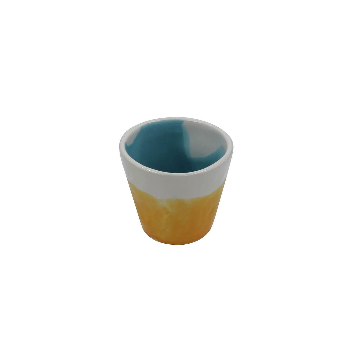 Keramik Tasse Vista COLOR, gelb/blau Portuguese Kaffeebecher