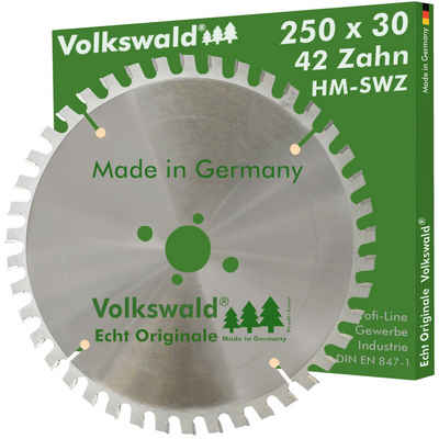 Volkswald Kreissägeblatt Volkswald ® HM-Sägeblatt SWZ 250 x 30 mm Z= 42 Kreissägeblatt Hartholz, Echt Originale Volkswald® Made in Germany