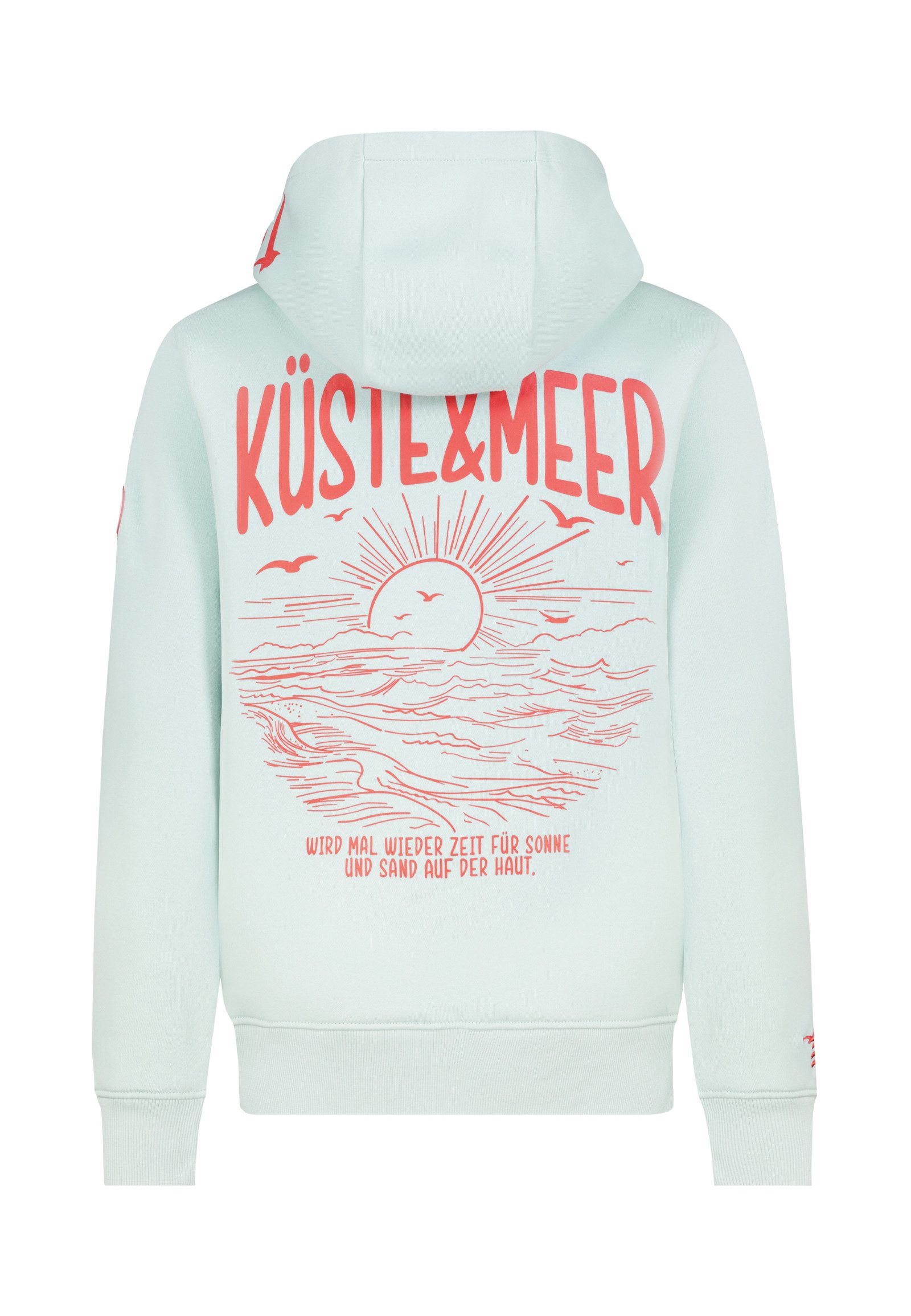 Eight2Nine Kapuzenpullover Damen Hoodie mit Küstenbackprint Sweater, Kapuzensweatshirt mit Kängurutasche, mit Kapuze