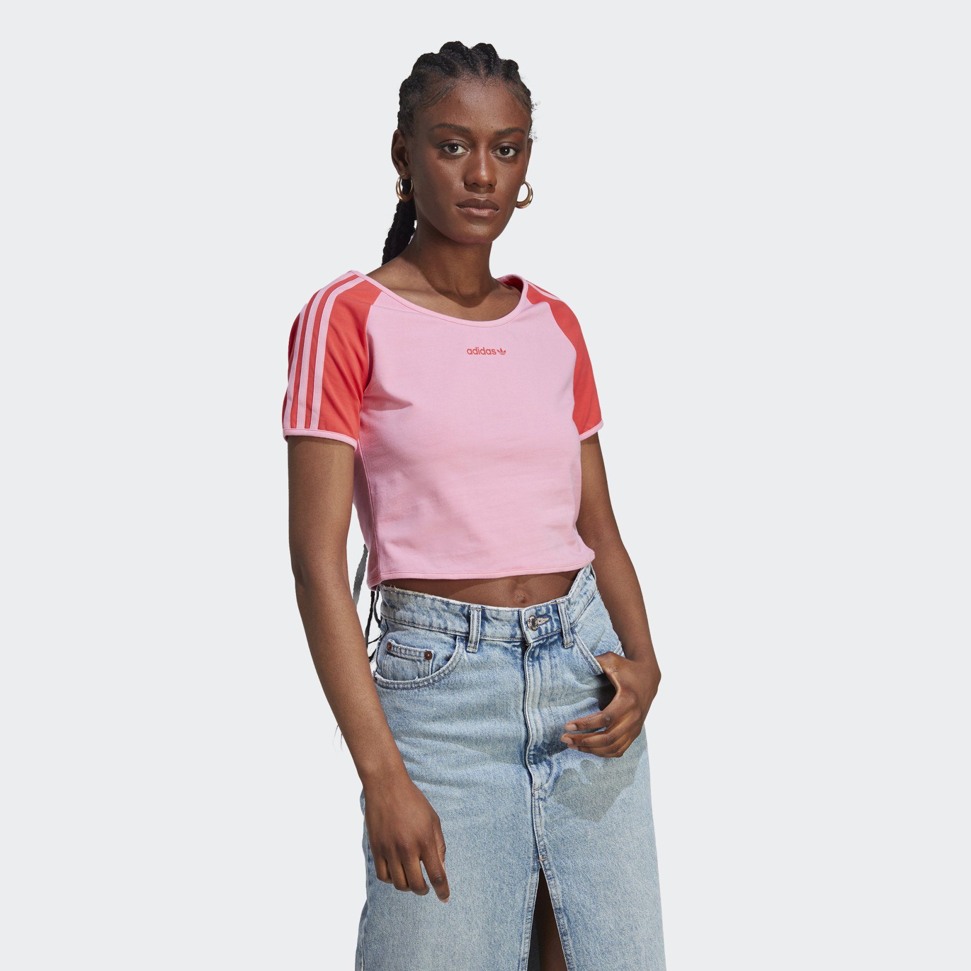 adidas Glow CLUB ISLAND Semi T-SHIRT Originals Pink SHORT / Coral T-Shirt Real