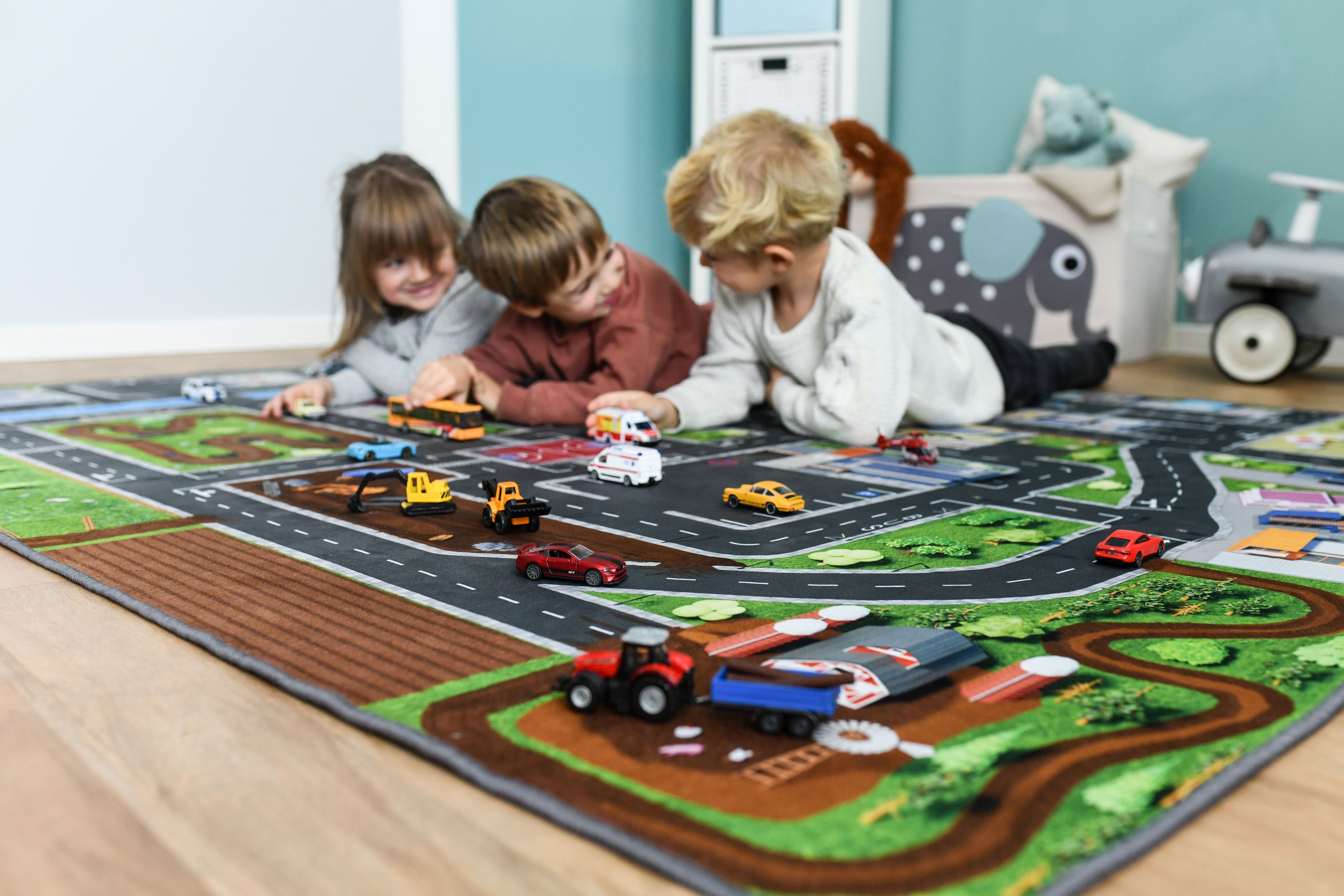 SkippiDoo Kinderteppich Straßenteppich Spielteppich Kinderzimmer Teppich Autoteppich, rechteckig, Höhe: 5 mm, keine sich wiederholende Motive, Antirutsch – Bild 5 von 5
