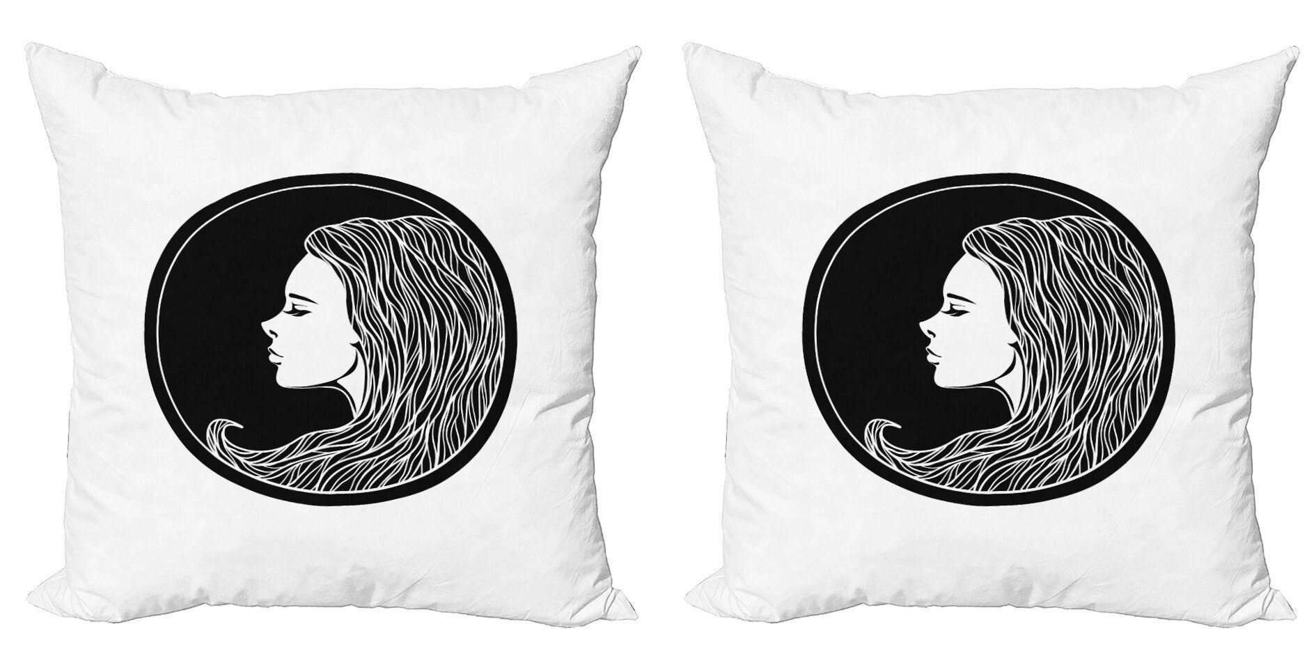 Kissenbezüge Modern Accent Doppelseitiger Digitaldruck, Abakuhaus (2 Stück), Jahrgang Art Nouveau Trauriges Mädchen