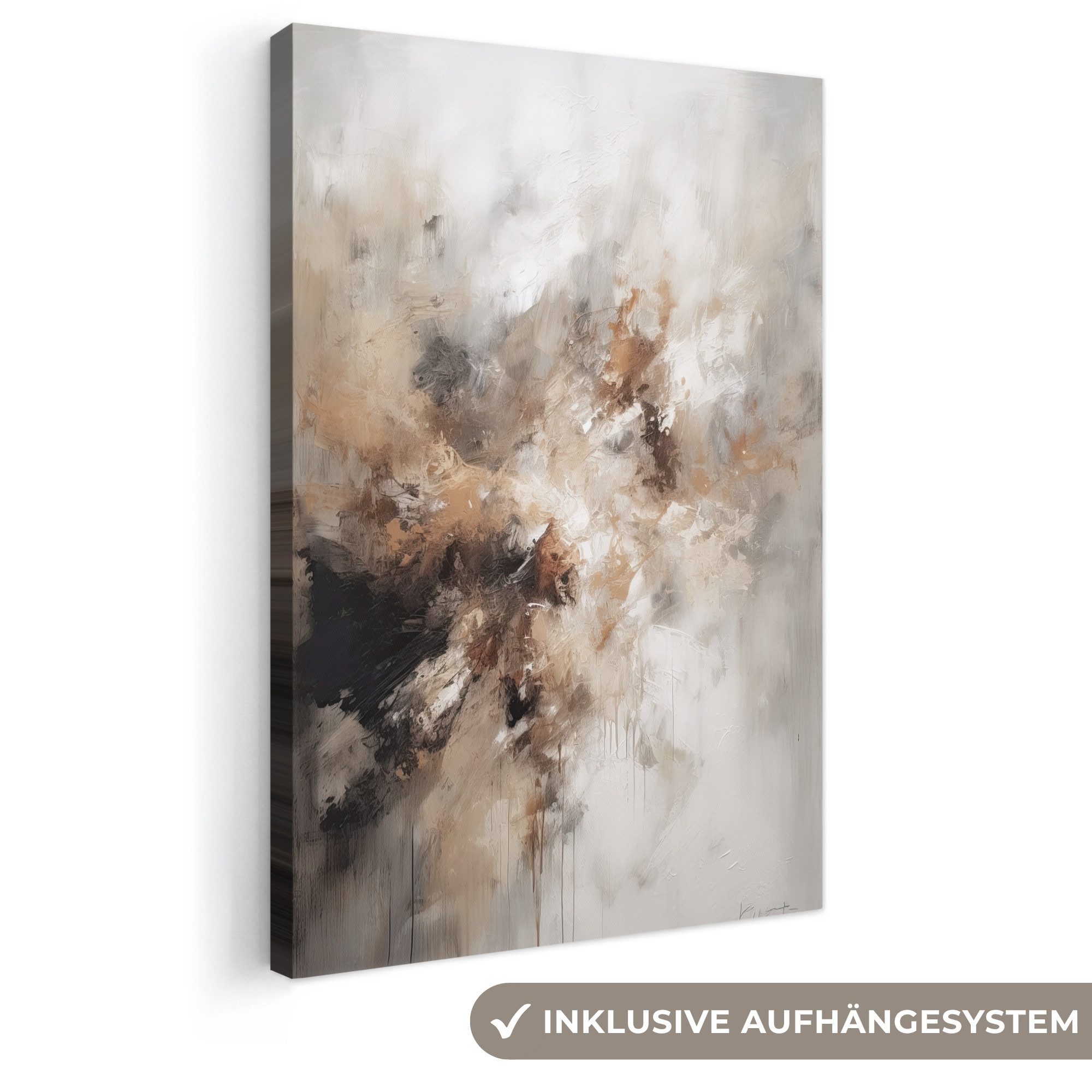 OneMillionCanvasses® Leinwandbild Farbe - Abstrakt - Beige - Kunst, Fotodruck (1 St), Leinwand Canvas Wandbild, Wanddekoration 20x30 cm