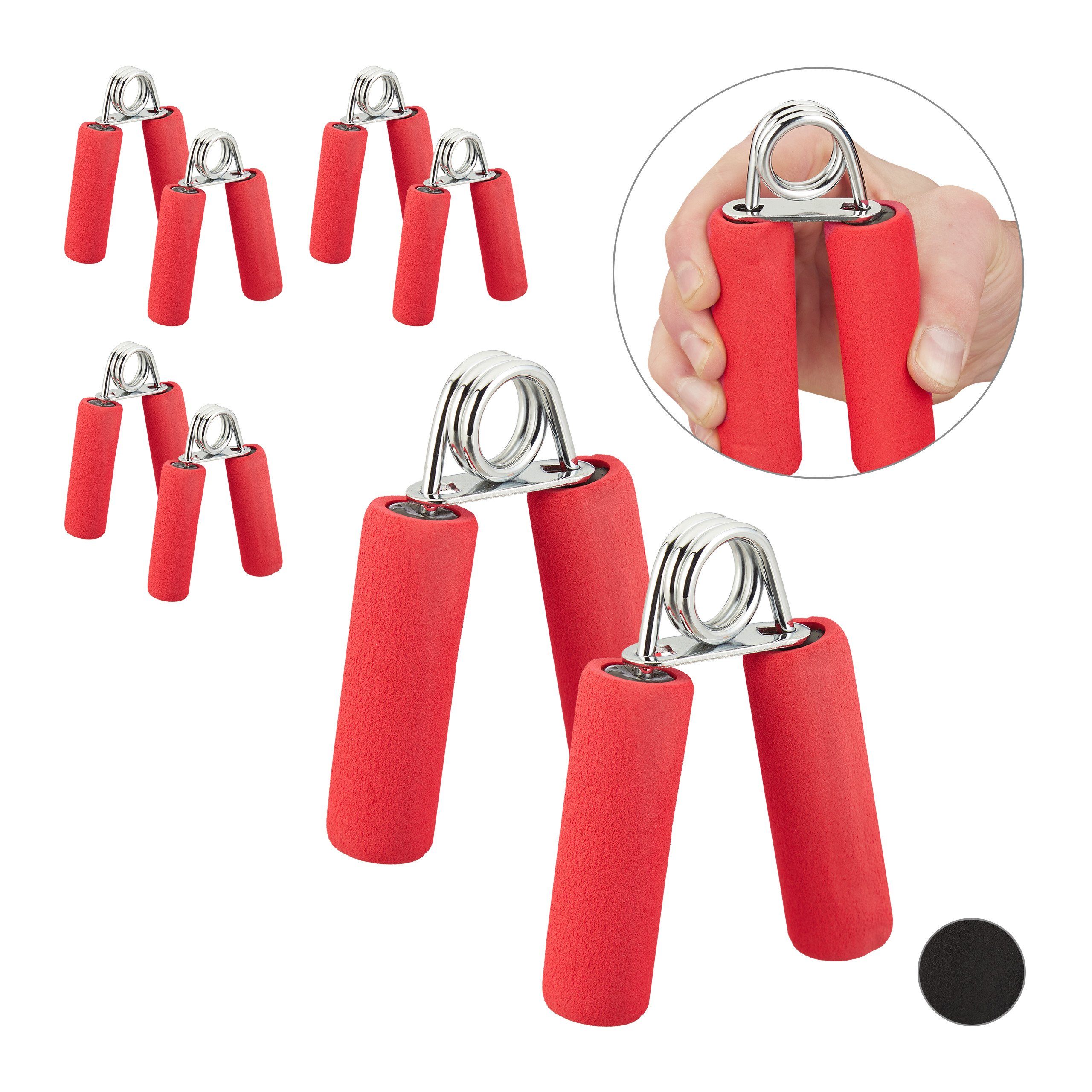 relaxdays Handmuskeltrainer 8x Fingertrainer rot