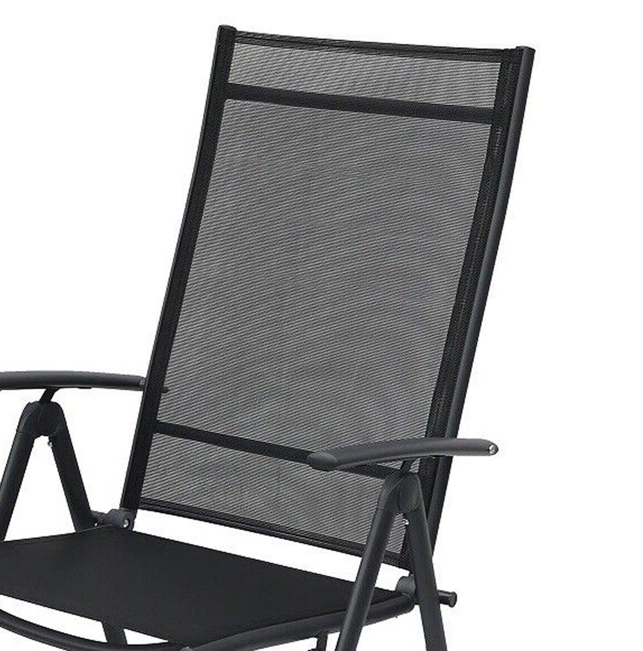 Mojawo Armlehnstuhl Garten Klappstuhl Hochlehner 7-Positionsstuhl Metall Textilen Schwarz – Bild 4 von 5