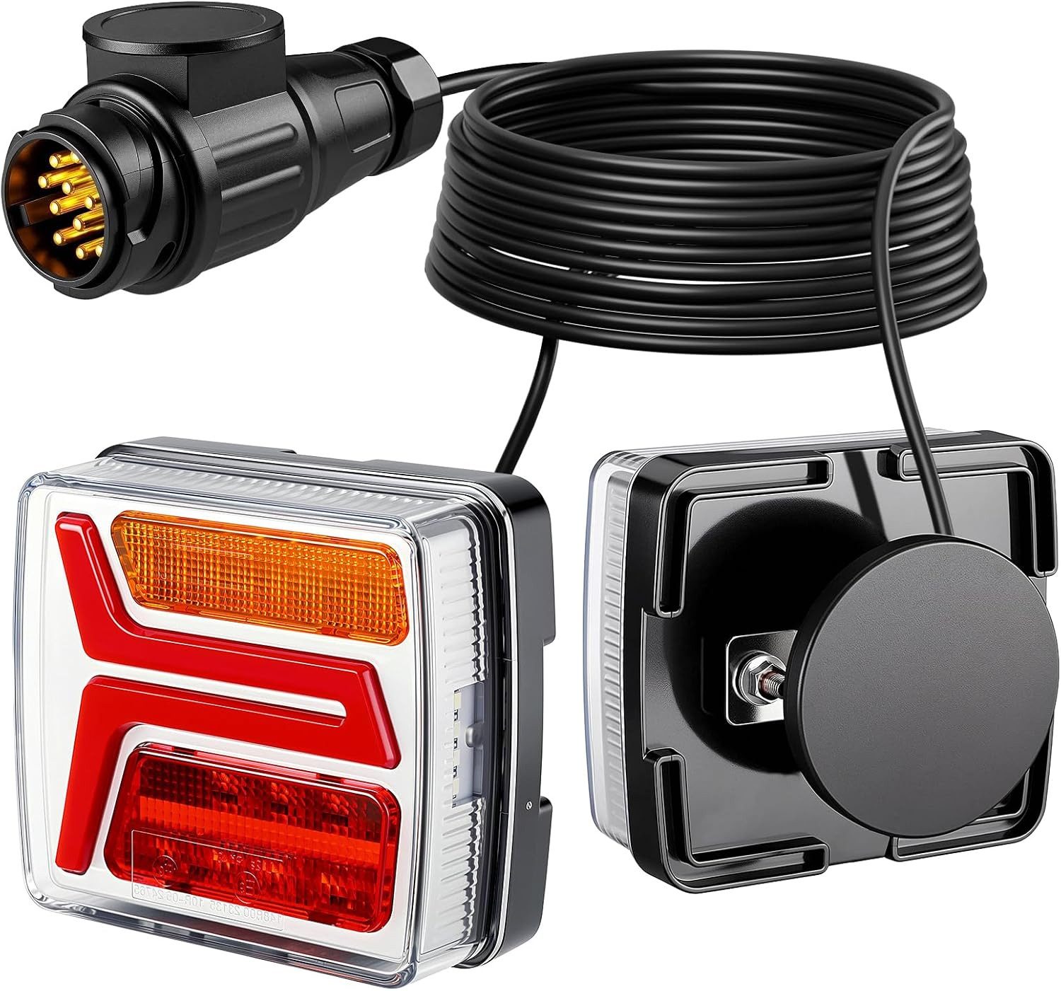 TLGREEN Anhänger Magnet LED Rückleuchten Set, 13-poliger Stecker, 10 m Kabel, 66 LEDs, für PKW, LKW, Caravan, Boot & Vans