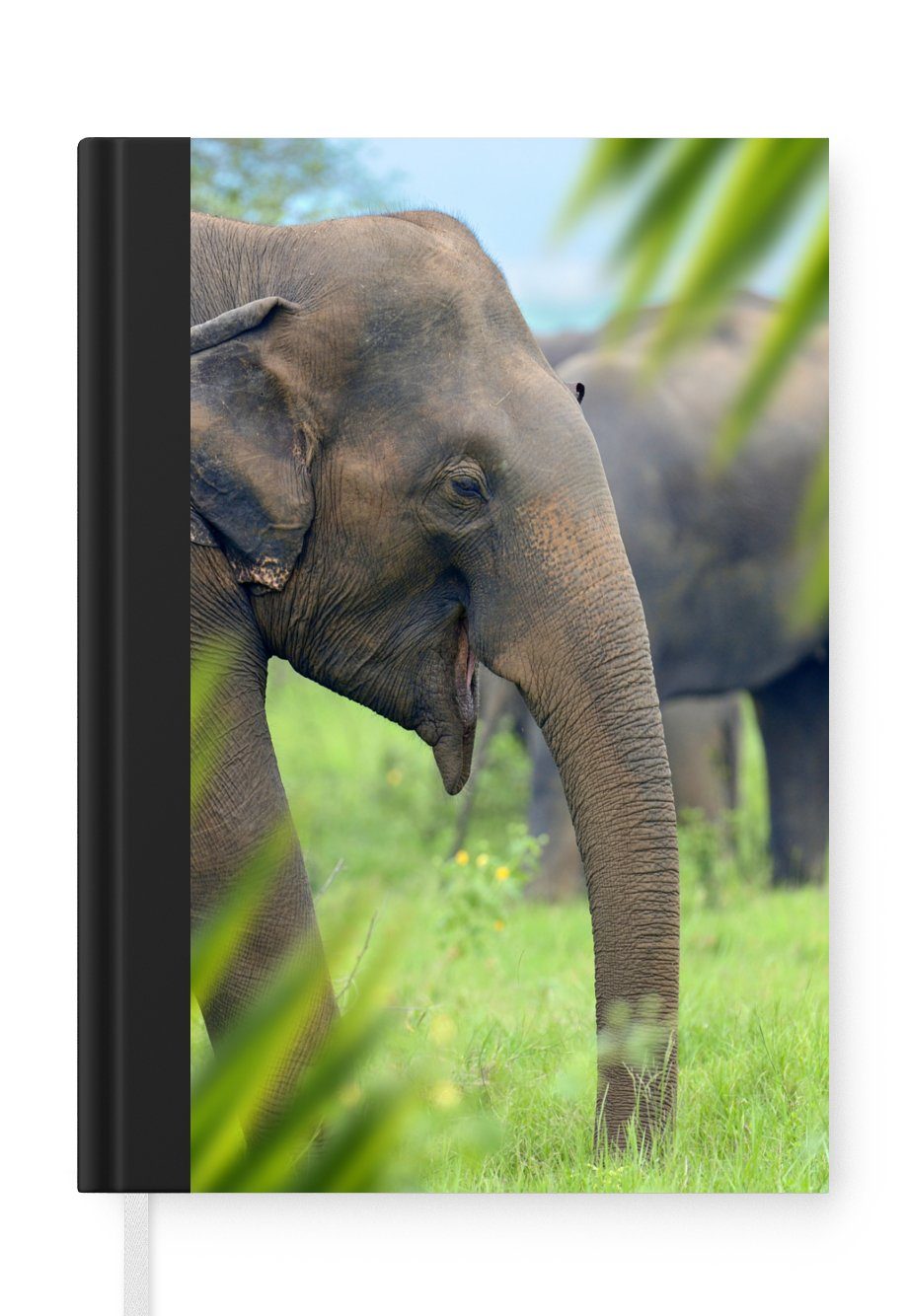 MuchoWow Notizbuch Elefant - Palme - Tiere, Journal, Merkzettel, Tagebuch, Notizheft, A5, 98 Seiten, Haushaltsbuch