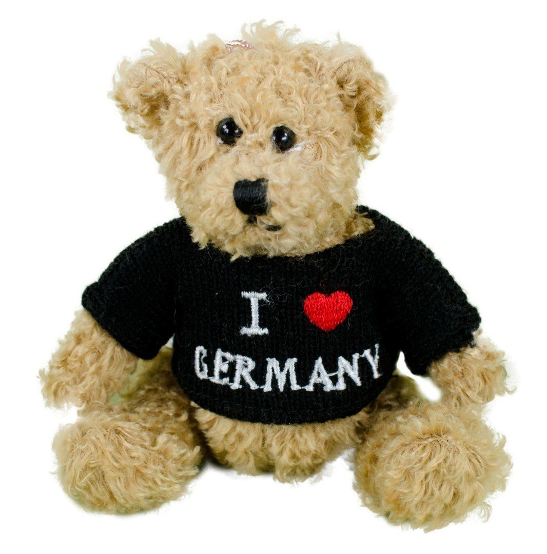 Teddys Rothenburg Schlüsselanhänger Plüschteddybär mit Pullover "I love Germany" 10 cm, kuschelweicher Plüsch
