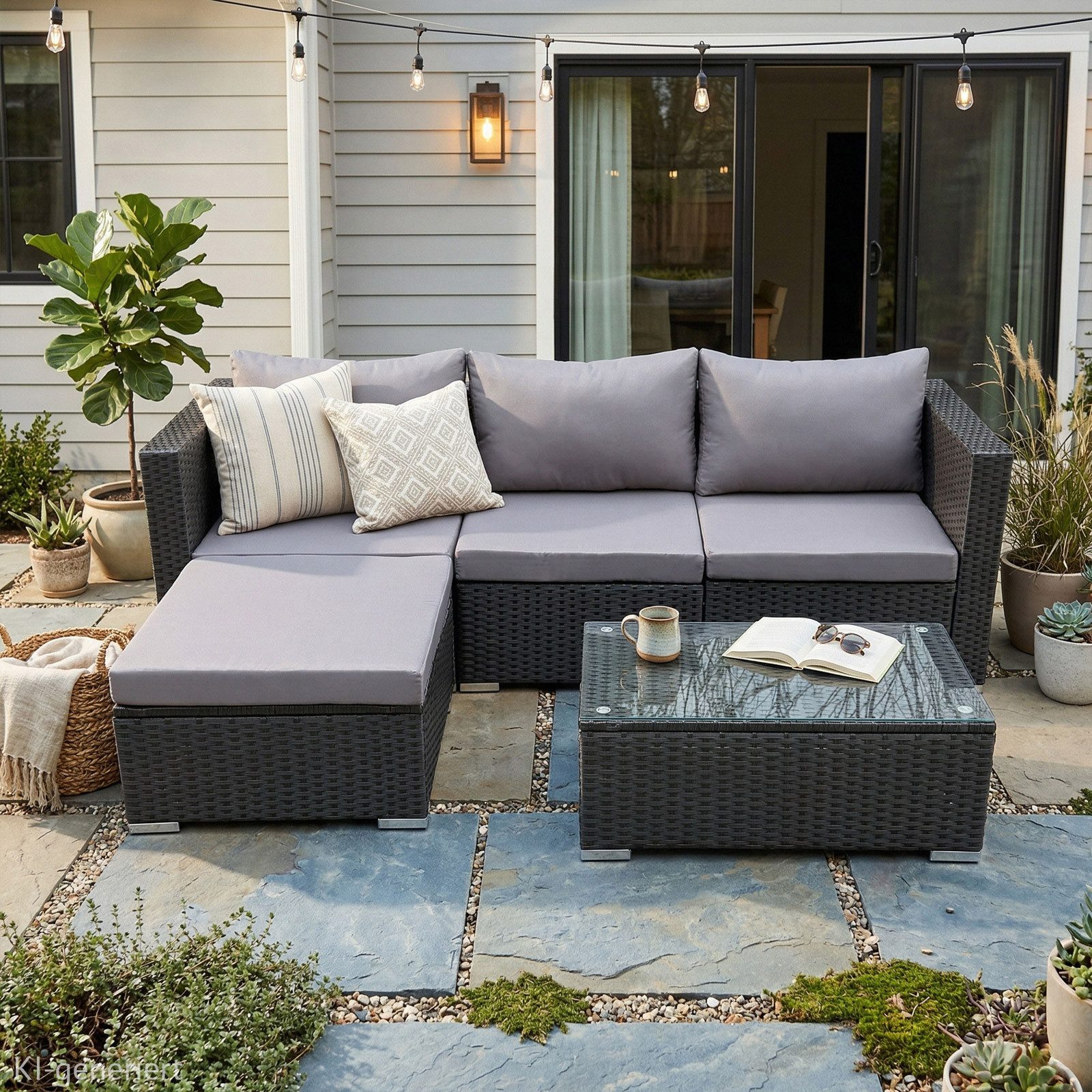 SVITA Loungeset QUEENS, (Set, 5-tlg., Garten-Lounge), verschiedene Stellmöglichkeiten, breite Armlehnen, inkl. Tisch