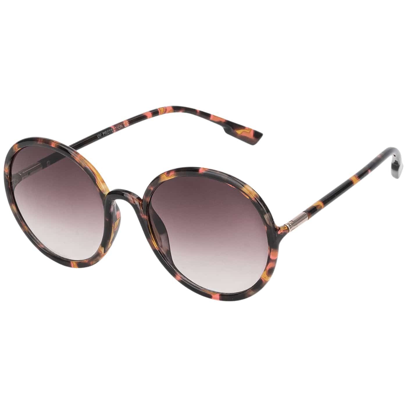 BEZLIT Eyewear Sonnenbrille Rundglas Designer Damen Sonnenbrille (1-St) mit violette, blau und schwarzen Linsen Braun-Leopard