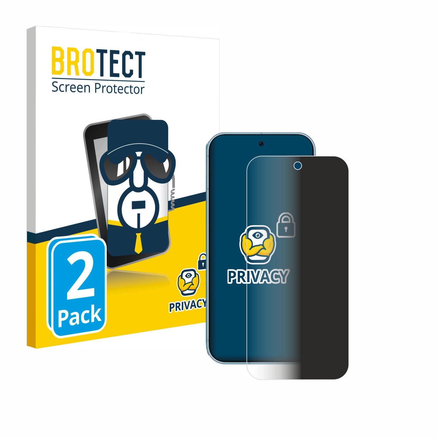 BROTECT Displayschutzfolie Sichtschutzfolie für Google Pixel 9 Pro, 2 Stück, Anti-Spy Privacy Sichtschutz Blickschutzfolie Blaulicht-Schutz