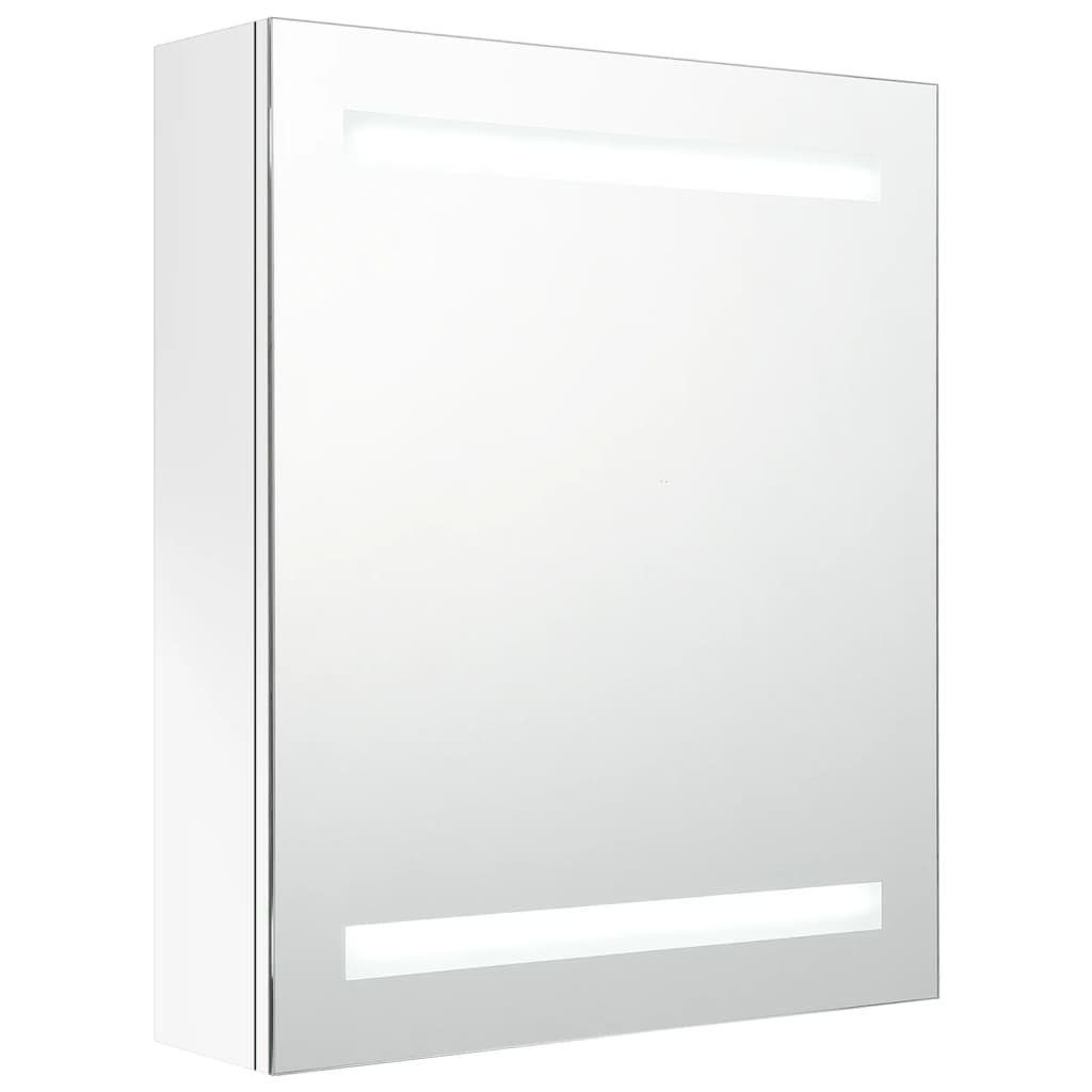 vidaXL Spiegel LED-Bad-Spiegelschrank Badezimmer cm LED-Bele Weiß Glänzendes 50x14x60 Hochglanz-Weiß