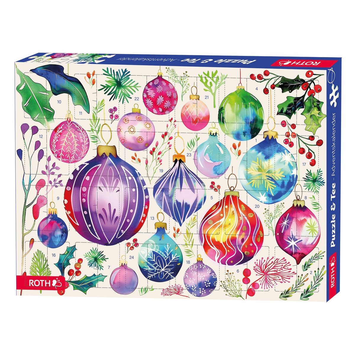 Roth Adventskalender Roth Adventskalender Puzzle & Bio-Tee Motiv Baumschmuck