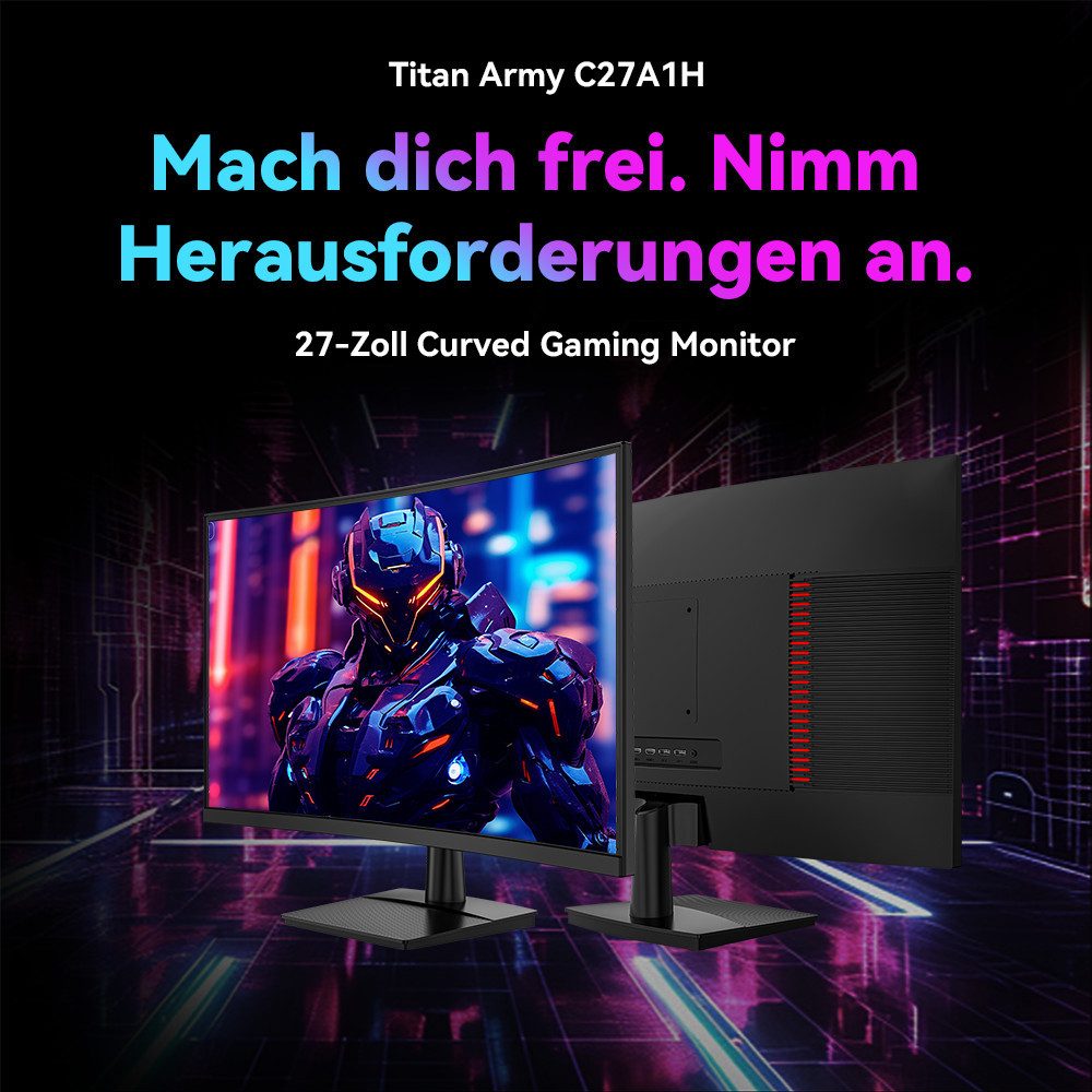 TITAN ARMY C27A1H R1500 16:9 Fast VA FHD 300Hz Curved-Gaming-Monitor (1920x1080 px, FHD, 1 ms Reaktionszeit, 300 Hz, VA, 1920x1080 FHD-Auflösung, Adaptive Sync-Technologie)