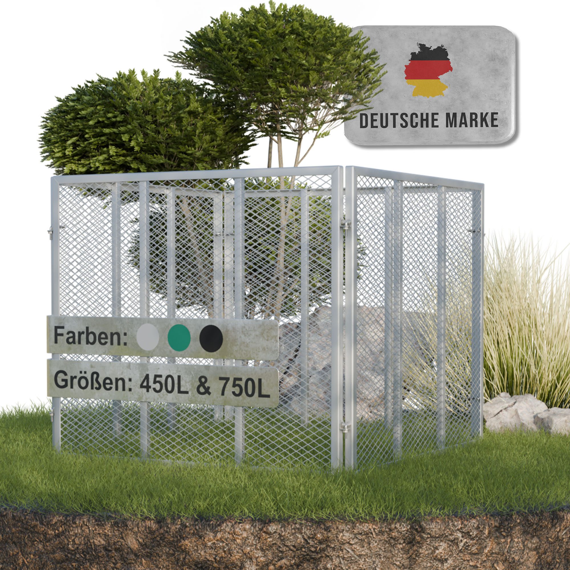 Heimfleiss® Komposter Metall verzinkt Garten Stecksystem, BxTxH: 80x80x70 cm, 450 l, 450 L 80x80x70 cm